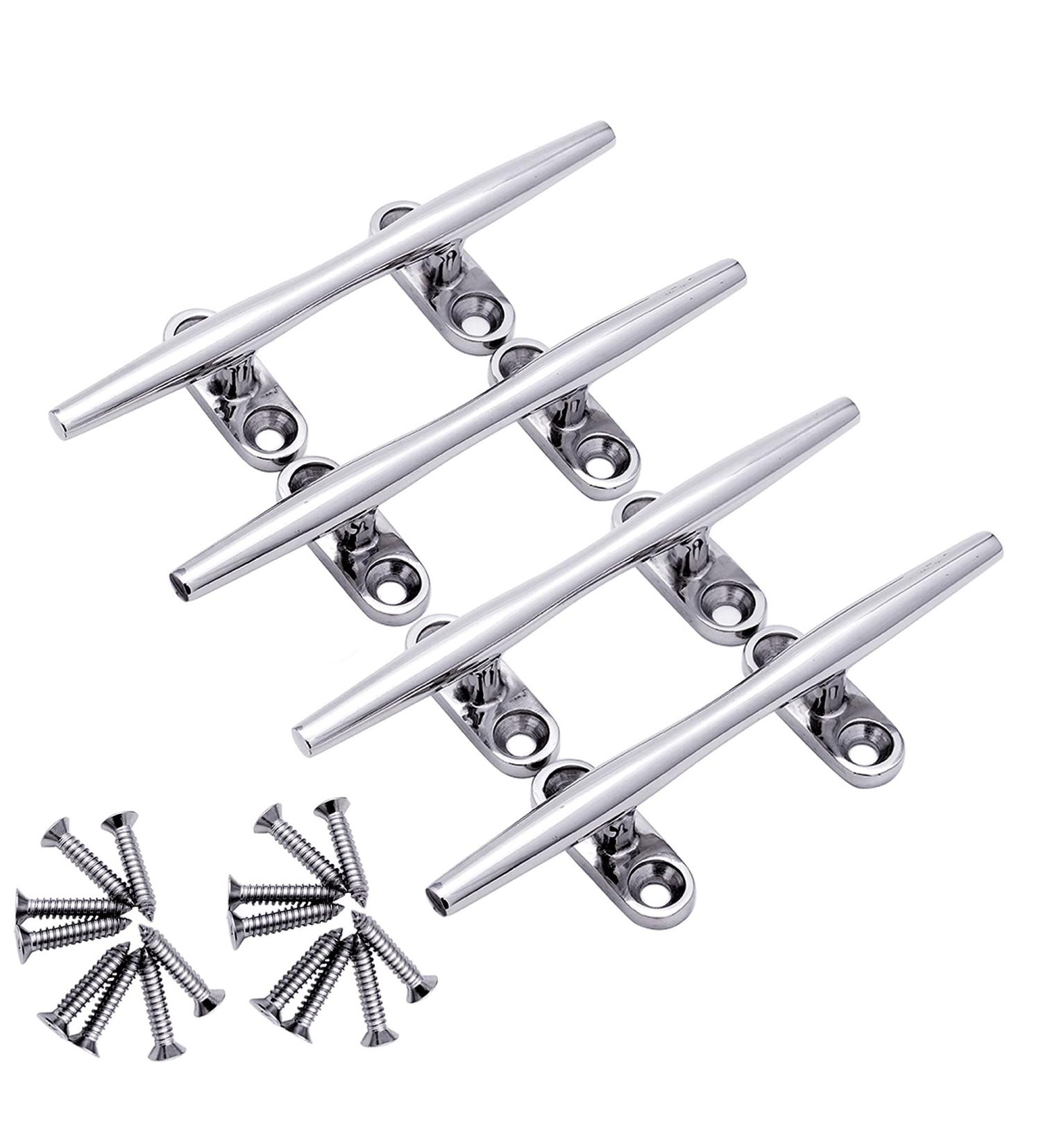 4 Pack 4 Inch Stainless Steel Boat Dock Cleats with Installation Screws - Mooring Accessories - Buy Online on GoSupps.com