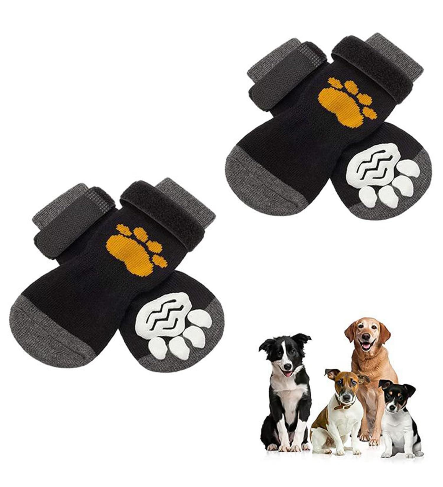 4 PCS Double Anti Slip Dog Socks Anti Slip Dog Socks Paws Stop Licking Dog Cat Paw Protectors with Bottom and Adjustable Straps Dog Claw Socks Non Skid Paw Protector Dog Boots Dog Claw Socks - Buy Online on GoSupps.com