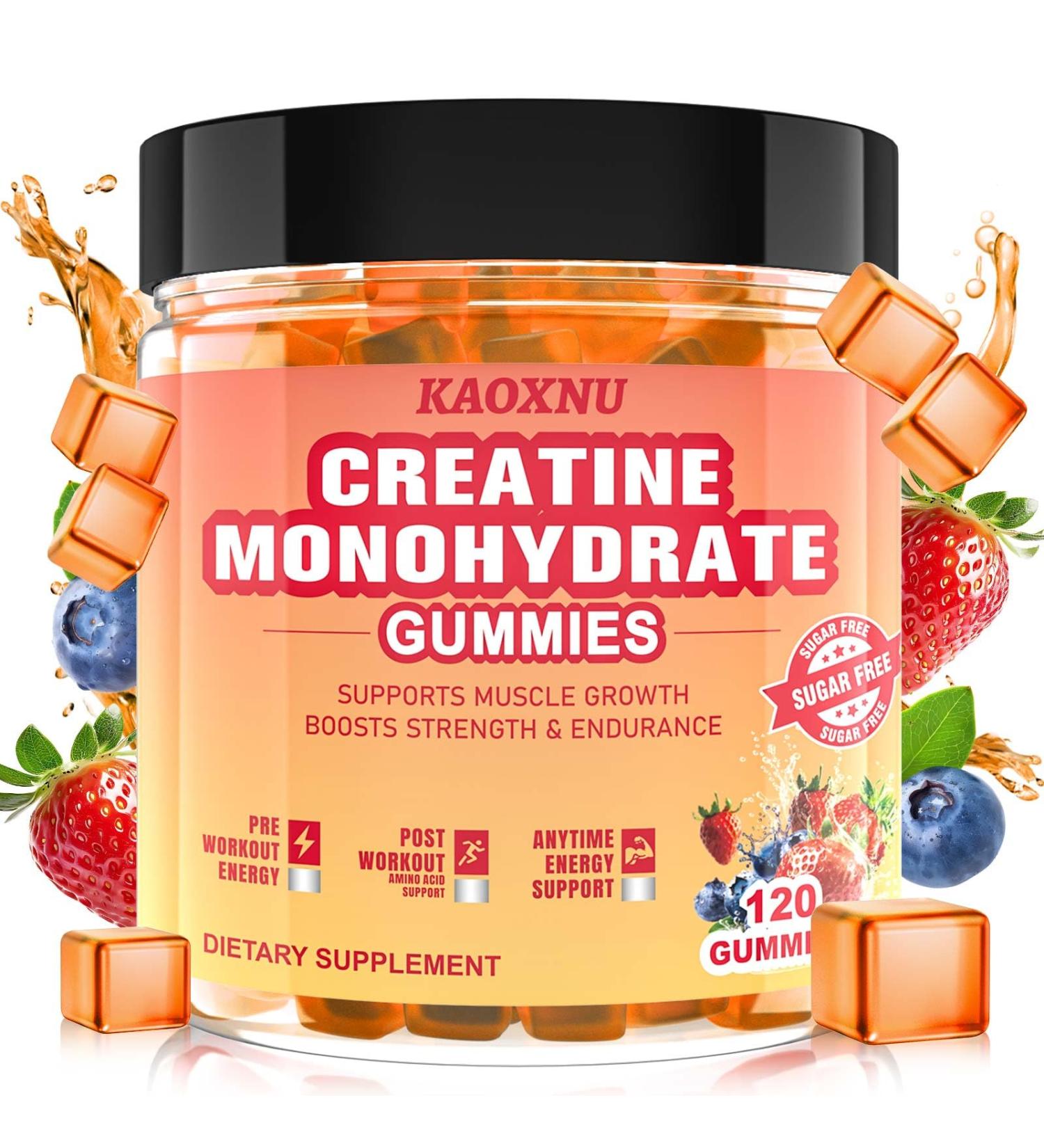 Creatine Monohydrate Gummies 5000mg for Men & Women 120CT Chewable Creatine Gummies for Muscle Support Energy Boost 5g of Creatine Monohydrate per Serving - Sugar Free (Blueberry Strawberry) - Buy Online on GoSupps.com