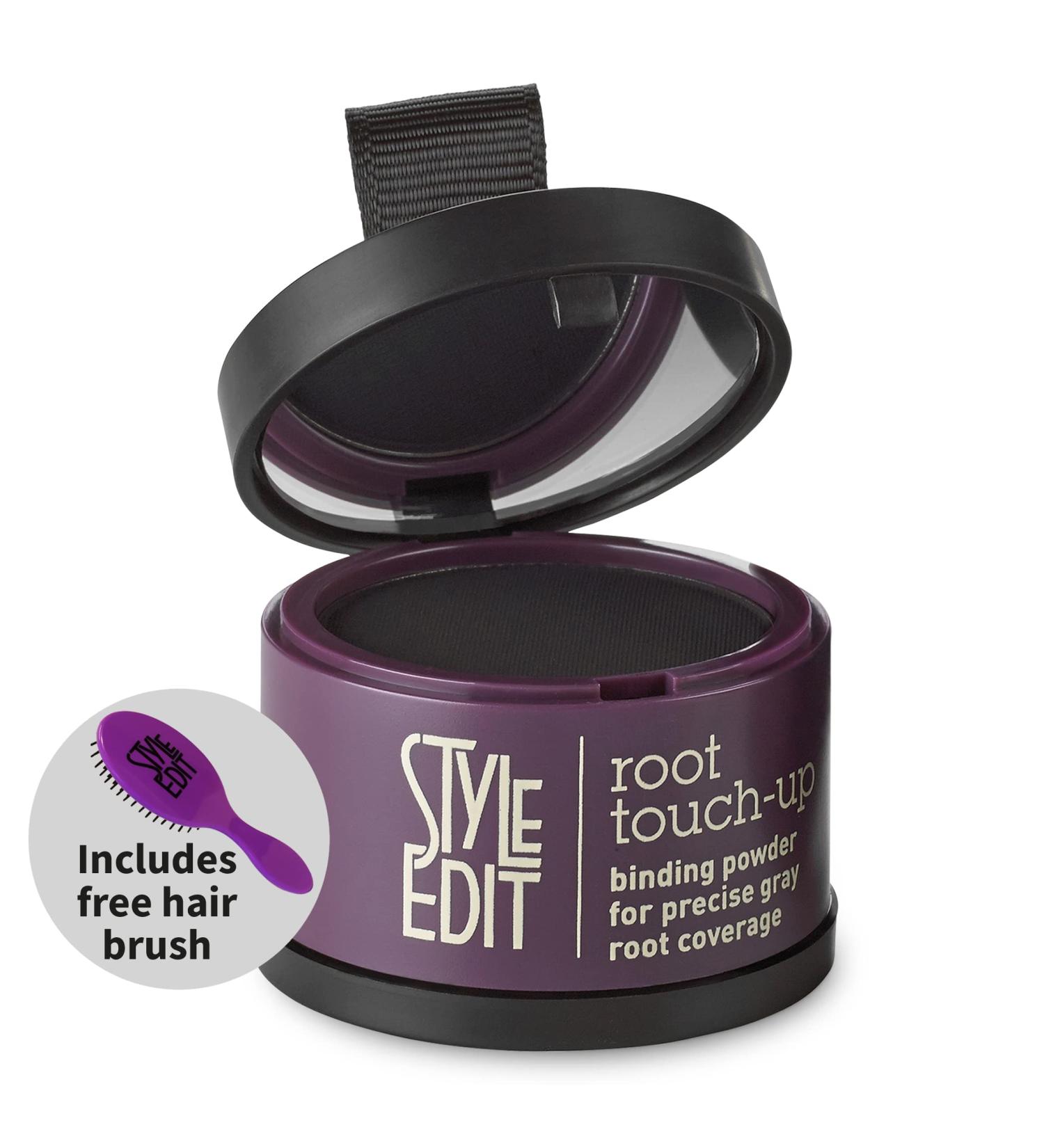 Style Edit Root Touch Up Concealer Powder for Black Hair - Gray Hair Coverage with Free Mini Brush | 16 Ounce Mineral-Infused Hairline Powder - Buy Online on GoSupps.com