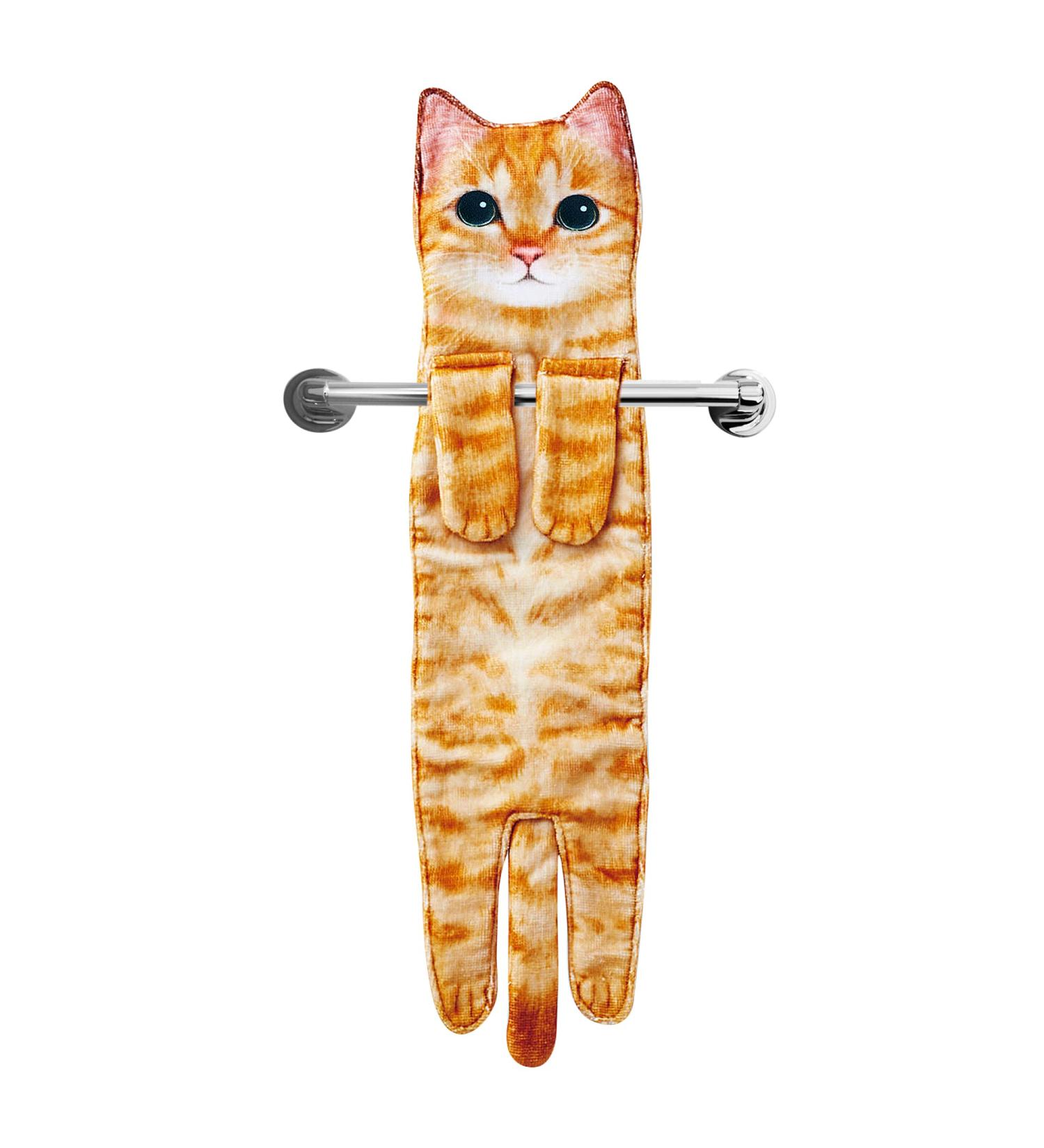 Agrimony Cat Funny Hand Towels - Cute Cat Decor Hanging Washcloths for Bathroom Kitchen, Super Absorbent Soft Face Towels - Perfect Mother's Day Gift for Cat Lovers - Orange - Buy Online on GoSupps.com