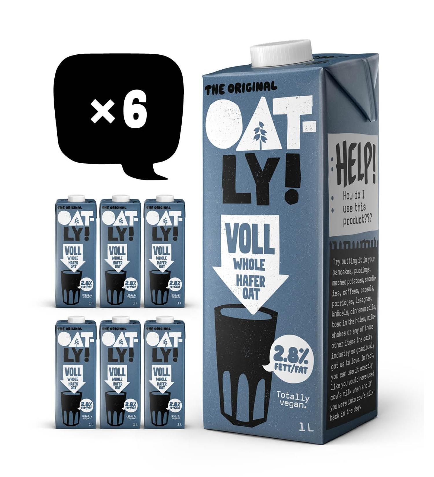 Oatly Oat Drink 2.8% Fat - Pack of 6 (6 x 1 Litre) | Delicious Dairy-Free Milk Alternative - Shop Internationally! - Buy Online on GoSupps.com