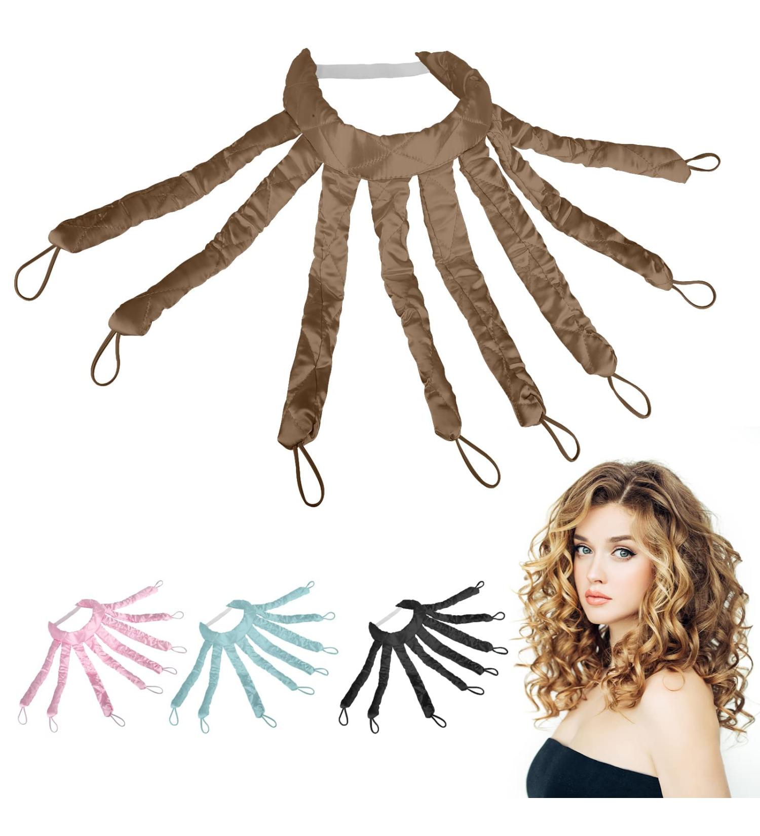 Octopus Design Heatless Curling Rod Headband - Brown | Soft No Heat Hair Curlers for Overnight DIY Styling - Buy Online on GoSupps.com