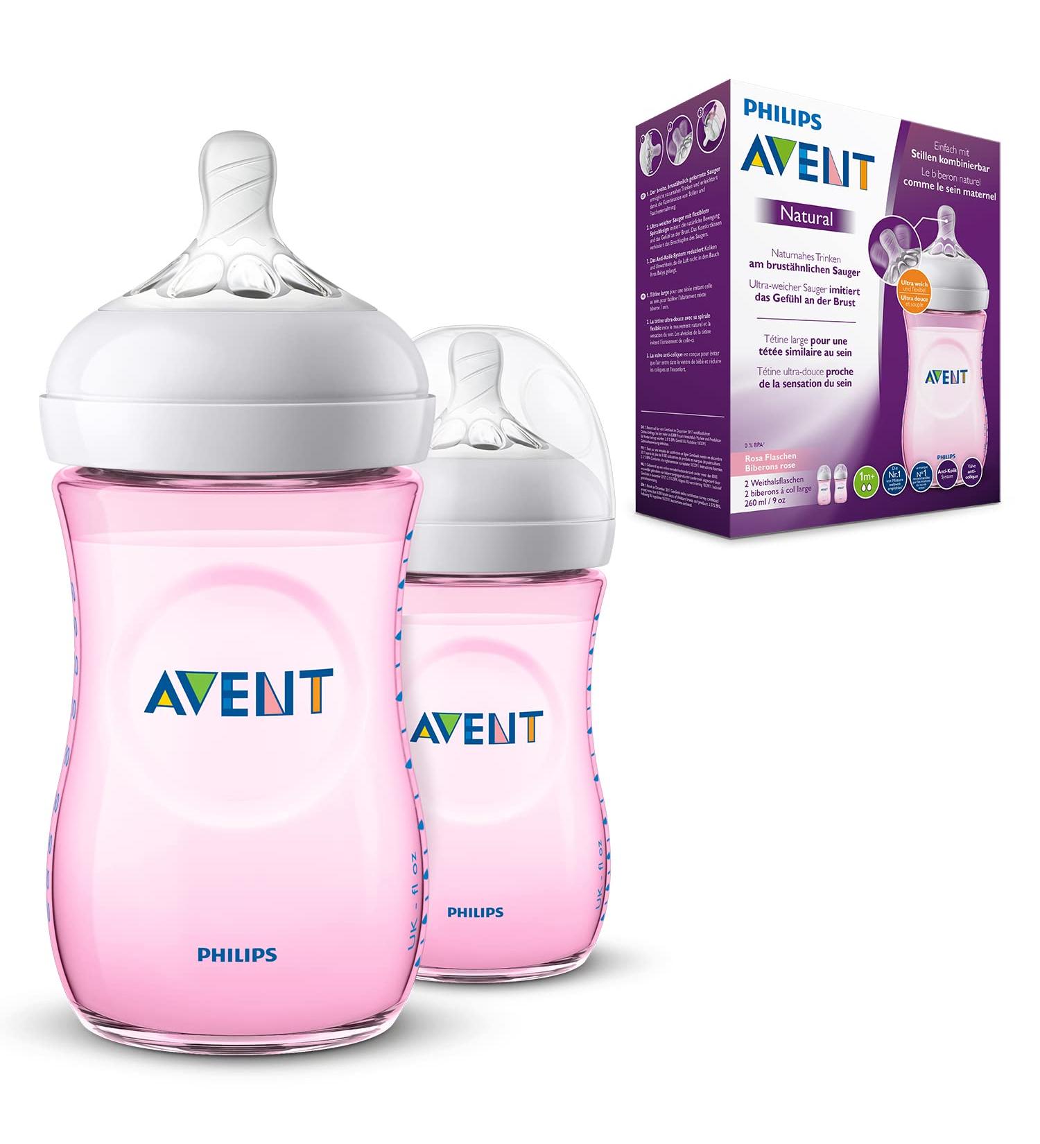 Philips AVENT Natural 260 ml Bottle Pink 2 Count (Pack of 1) - Buy Online on GoSupps.com