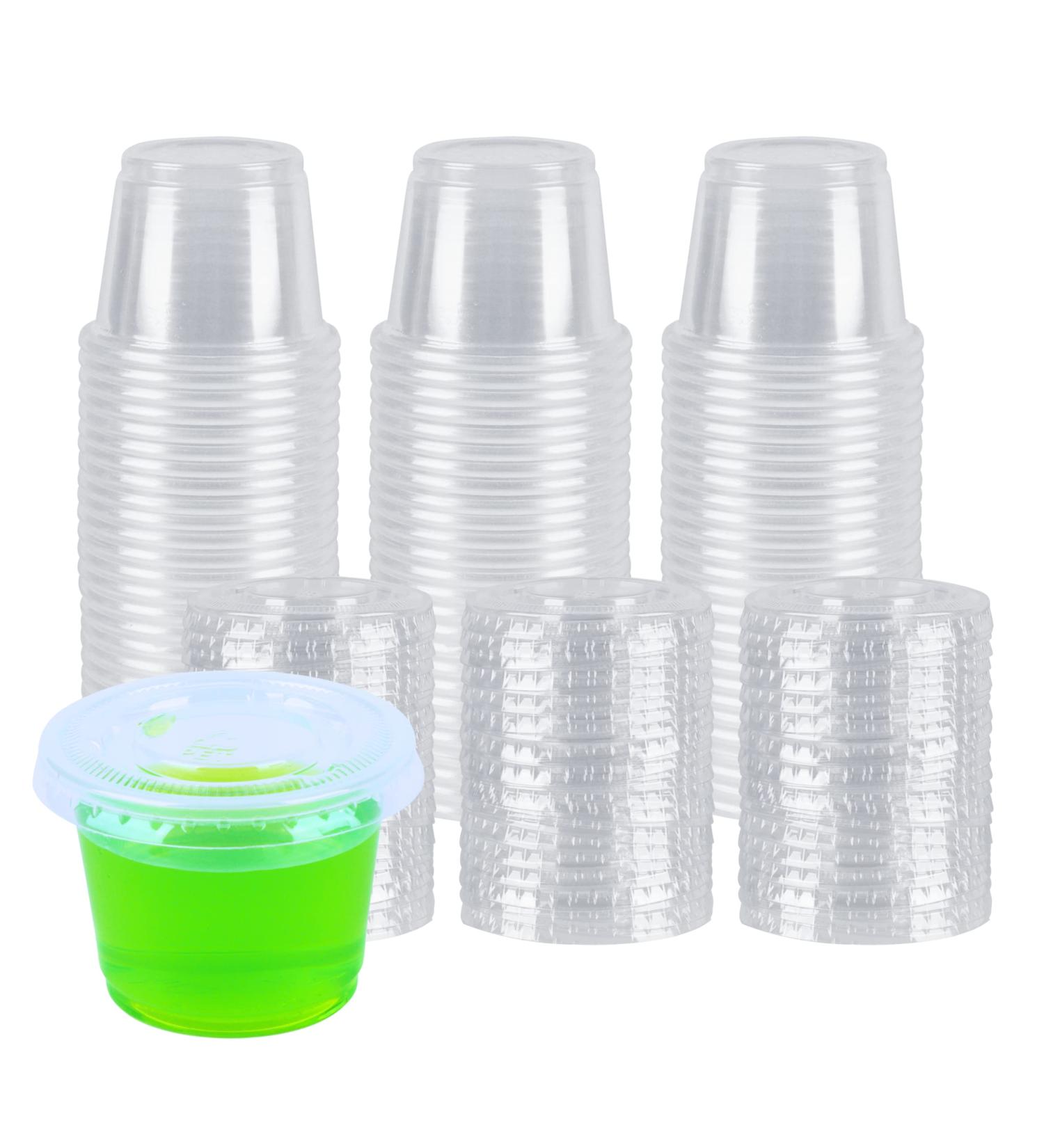 Green Direct 1 oz Clear Plastic Cups with Lids - 200 Sets | Disposable Condiment Containers, Jello Shot Cups, Salad Dressing Container | Small Plastic Containers with Lids - Pack of 200 - Buy Online on GoSupps.com