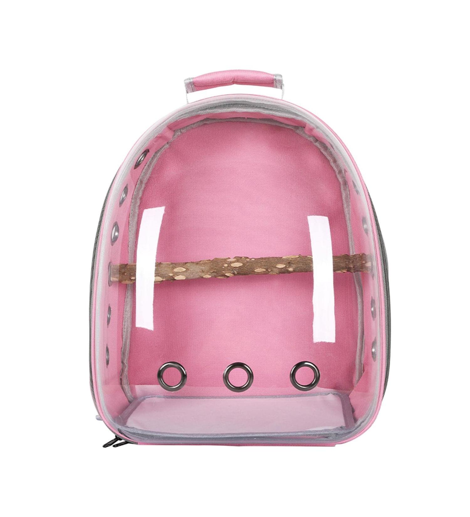 Bird Carrier Bag Pet Backpack Cage Parrot Visible Lightweight Oxford Cloth Carry Bag for Small Medium Birds Hiking Conures Pink - Buy Online on GoSupps.com