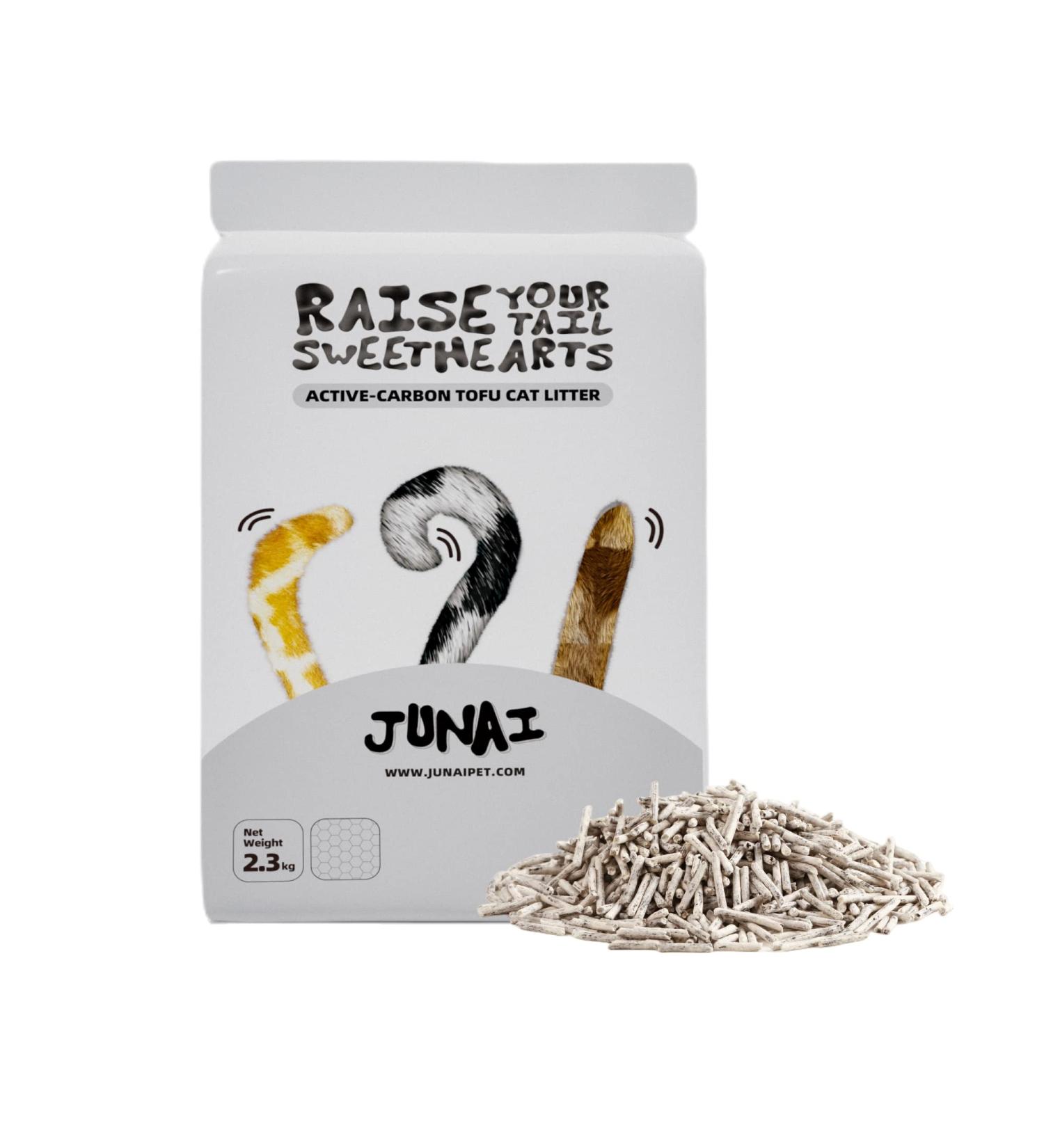 JUNAI Tofu Cat Litter 2.3kg Active-Carbon Pellet Natural Clumping Cat Litter flushable Biodegradable Kitty Litter Good for All cat Litter Box Lightweight dust Free and Odor Control Active-Carbon Pellet One Pack - Buy Online on GoSupps.com