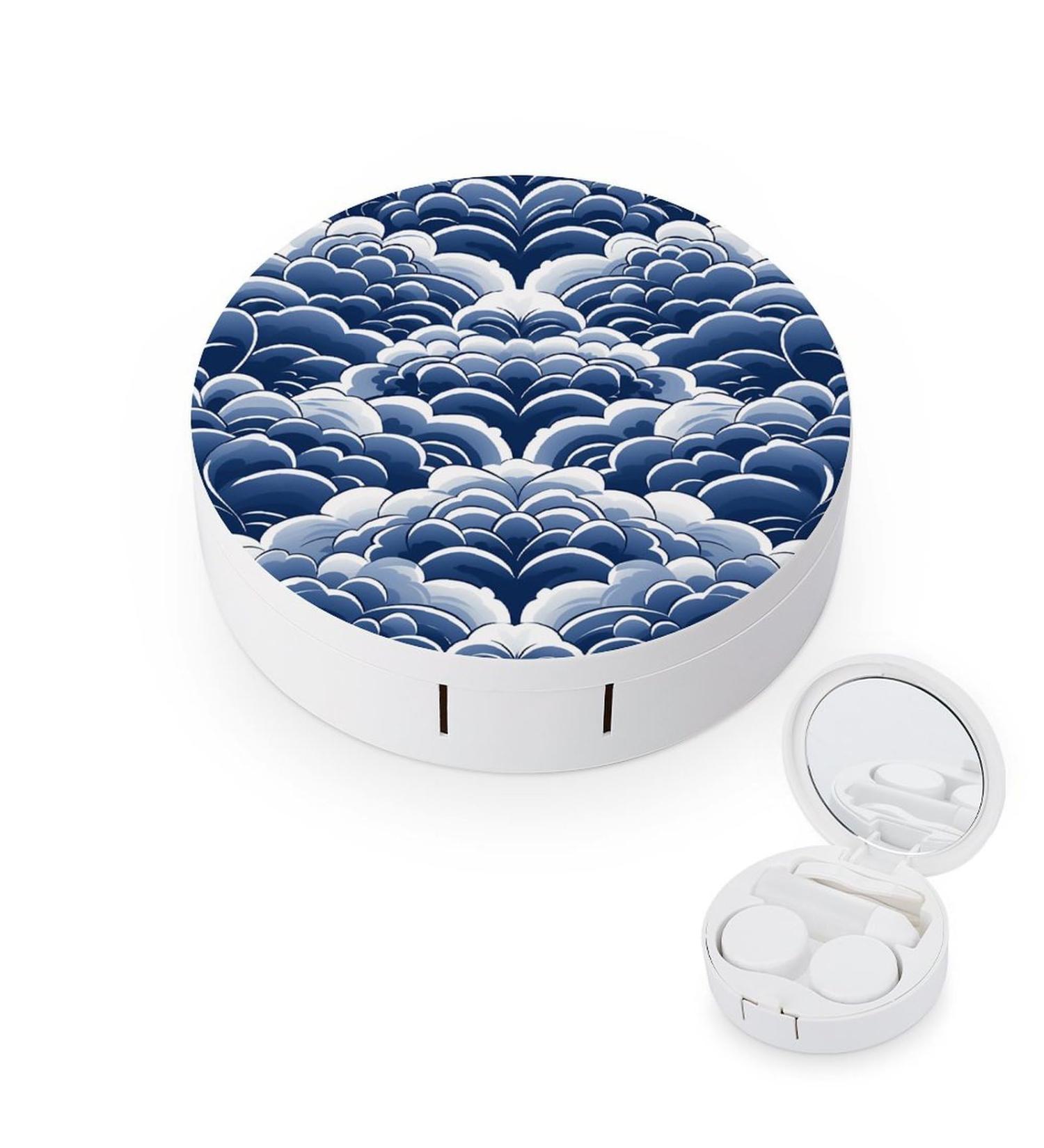Buy Stylish Blue & White Print Contact Lens Case | Durable Travel Lens Care Box - Buy Online on GoSupps.com
