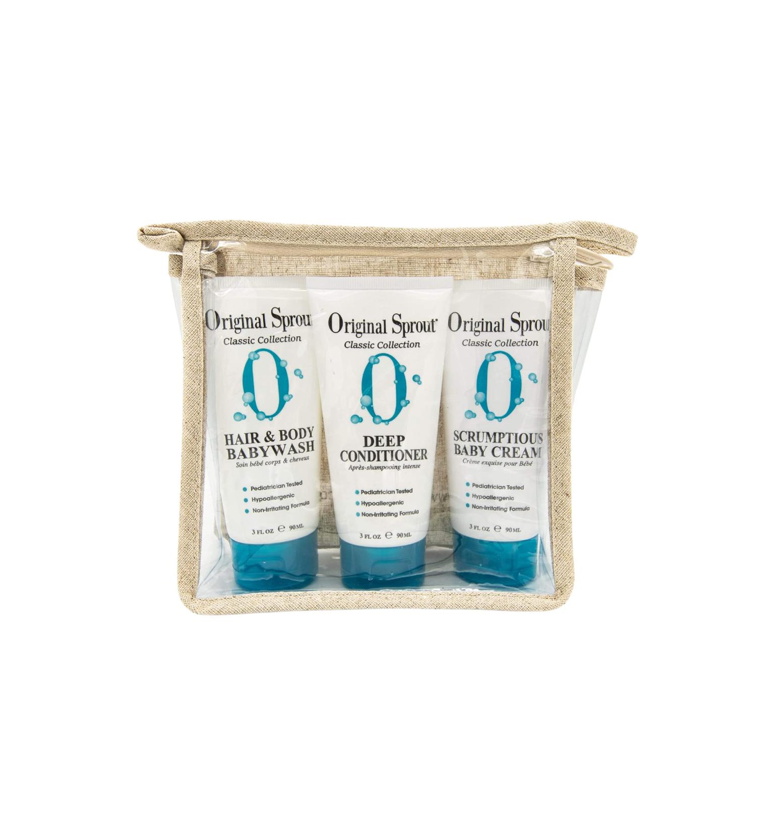Original Sprout Travel Trio Kit: Deep Conditioner, Baby Cream, Hair & Body Wash - Safe, Effective, Dermatologist Tested for Infants, Babies & Toddlers - Buy Online on GoSupps.com