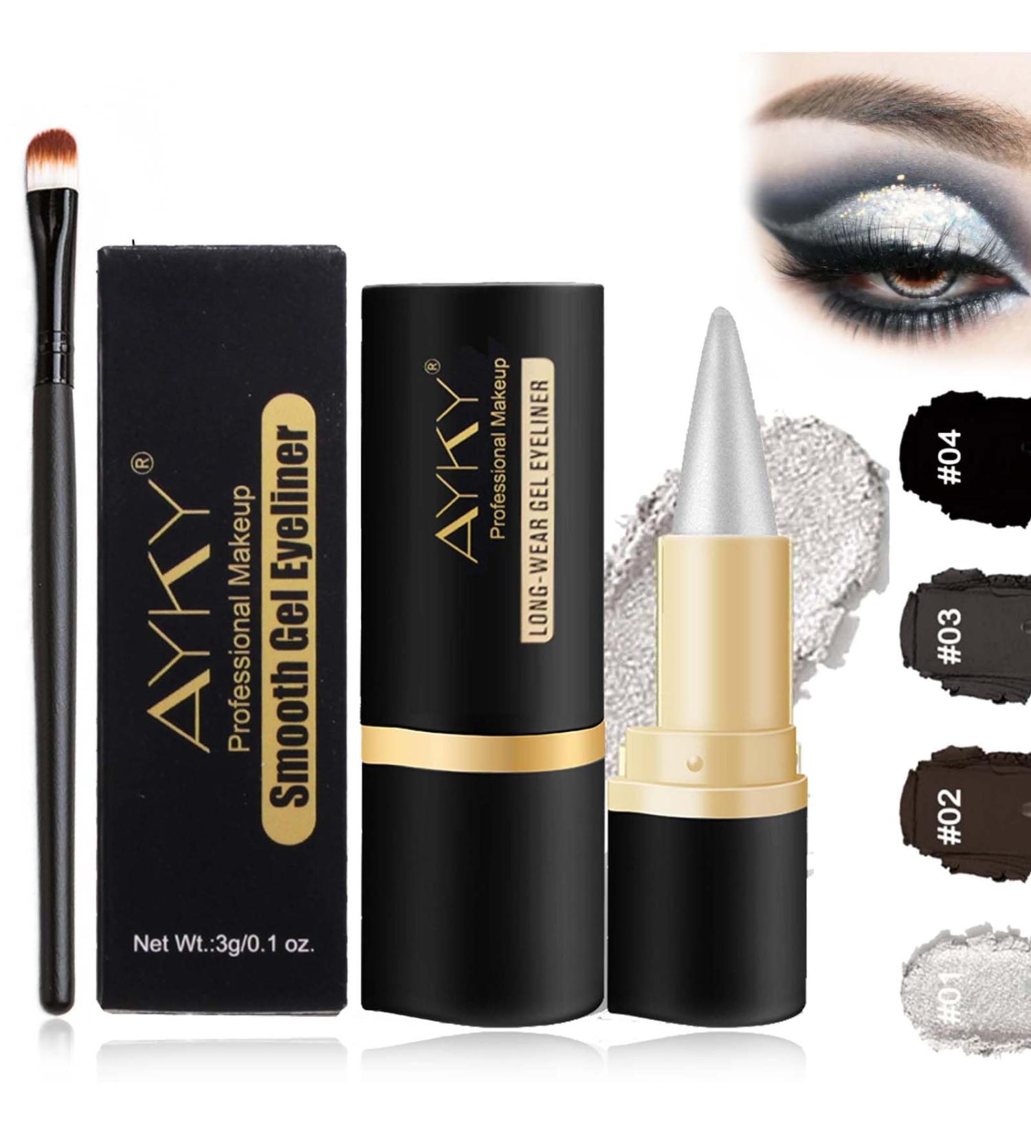 Ayky Long Wear Gel Eyeliner Natural Black Eyeliner Cream Waterproof Rationalu Gel Eyeliner Smokey Eyeshadow Palette Stick Smudge Proof Quick-Drying Matte Create Statement Eye Look (#01) - Buy Online on GoSupps.com