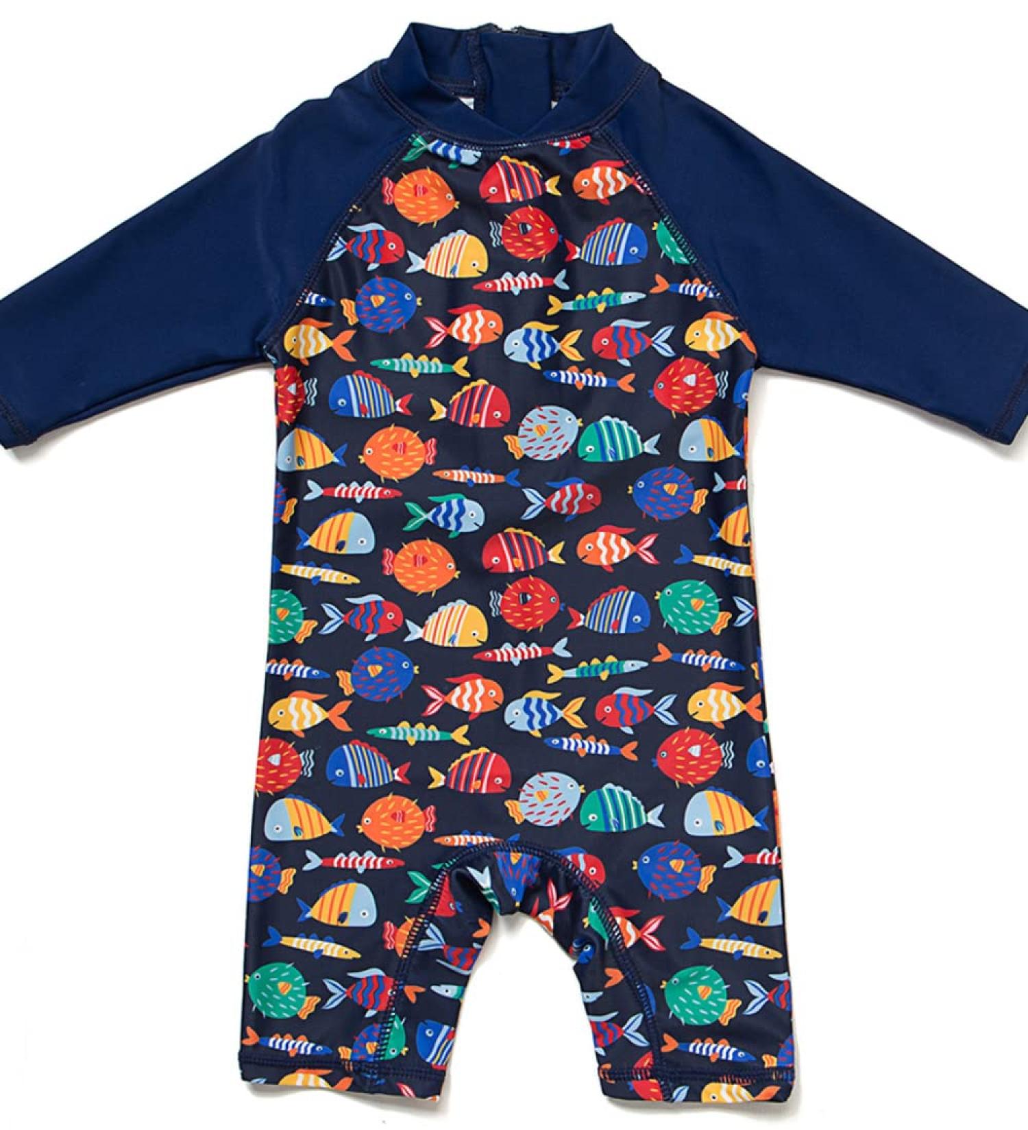 BONVERANO Baby Boy UV Protection Swimsuit | Long-Sleeve One Piece with Zip Fish | 4 Years - Buy Online on GoSupps.com