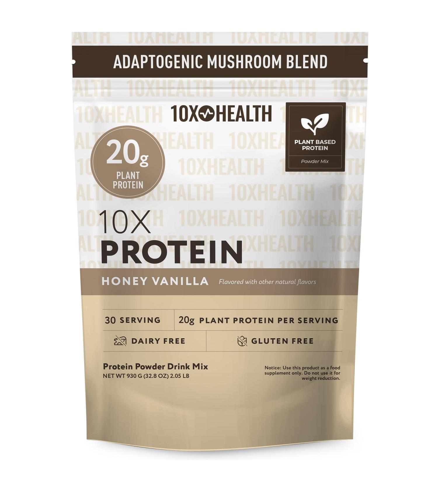 10X Health Vegan Protein Powder - 20g per Serving Plant Based Protein Powder for Muscle Support Strength & Nutrition - Dairy-Free & Gluten-Free - Honey Vanilla 2.3 lbs 30 Servings - Buy Online on GoSupps.com