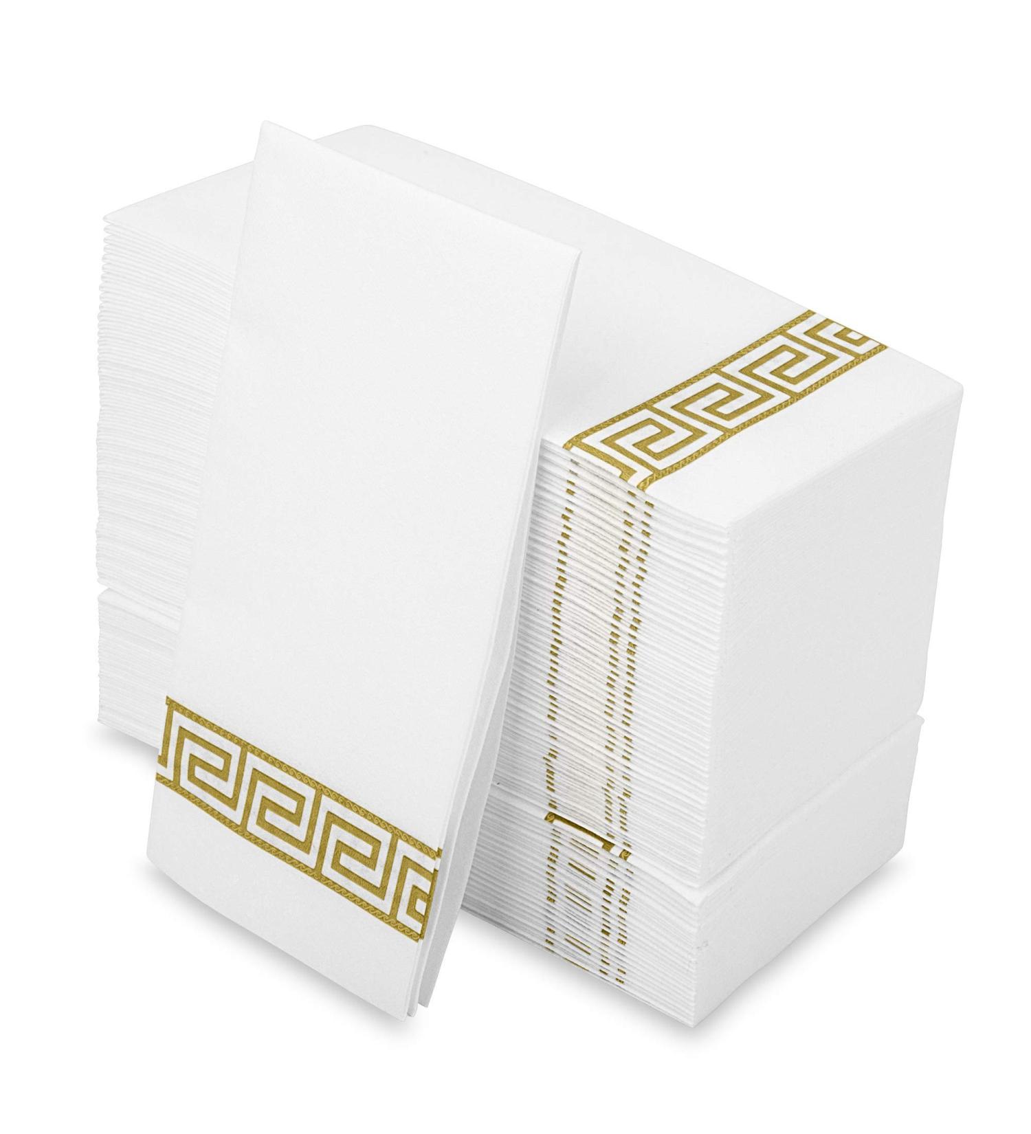 Gold Design Disposable Linen-Feel Hand Towels - 100 Pack for Formal Events & Celebrations - Buy Online on GoSupps.com