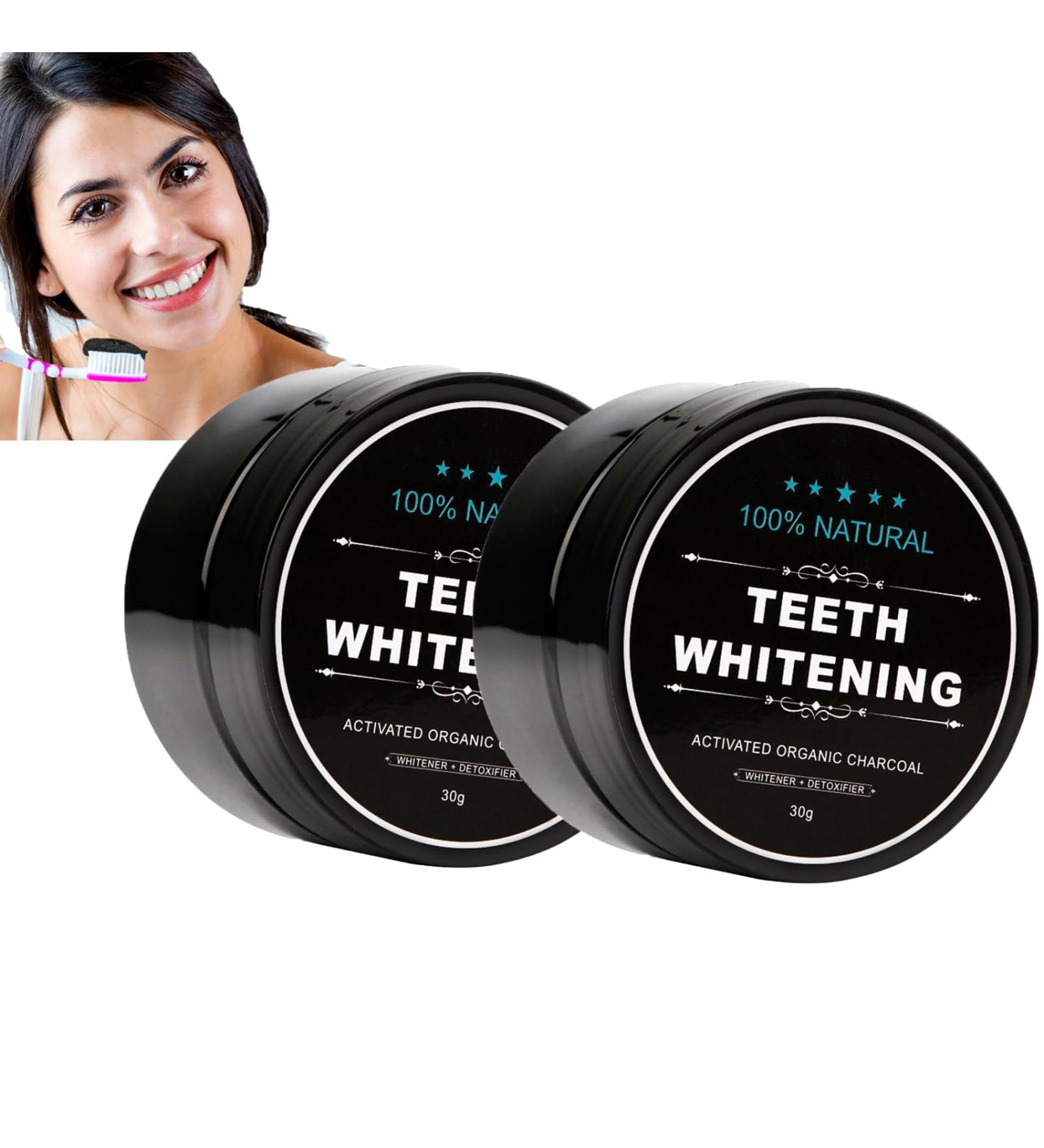 2PC Natural Charcoal Teeth Whitening Powder - Activated Carbon for Stain Removal & Fresh Breath - Buy Online on GoSupps.com