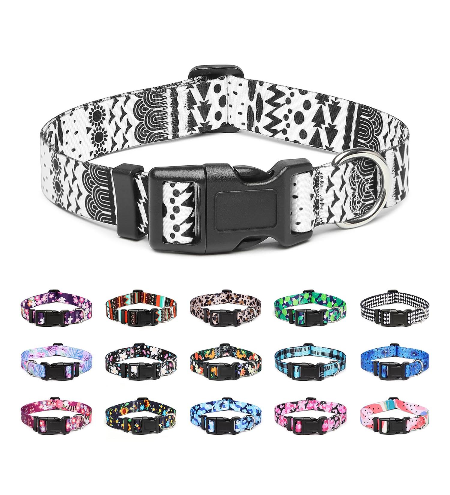 Adjustable Mercano Dog Collar - Soft Nylon Comfort & Stylish Pattern for Small to Medium Dogs & Puppies - Black & White Design - Buy Online on GoSupps.com