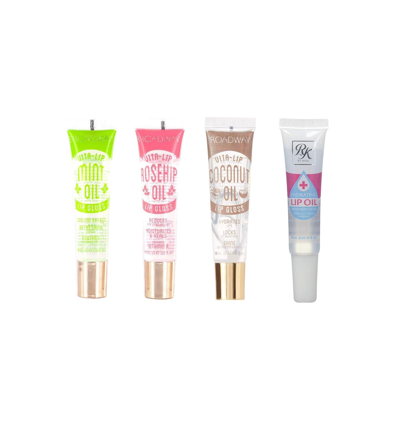 Broadway Vita-Lip Clear Lip Gloss Set - Mint, Coconut, Rosehip Oil (4pcs - 0.47oz/14ml) - Buy Online on GoSupps.com