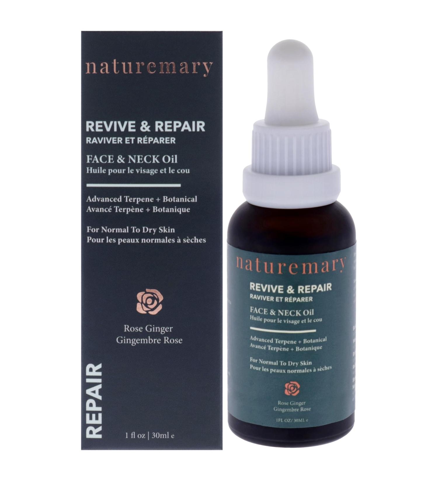 Naturemary Revive and Repair Face and Neck Oil - Hydrating Face Serum - Brightens Smoothens and Evens Complexion - Boosts Collagen - 30 ml - Buy Online on GoSupps.com