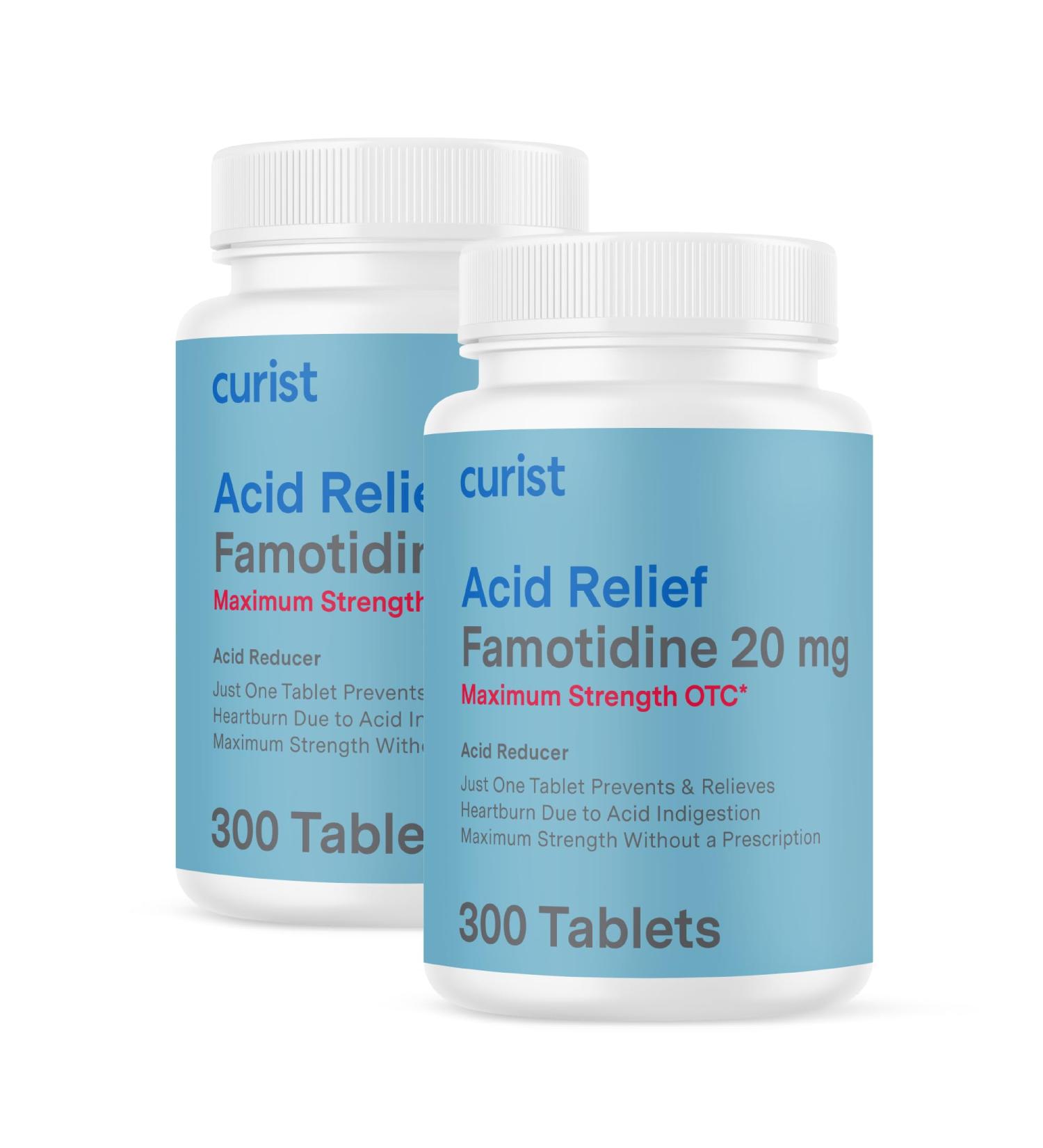 Curist Famotidine 20mg Bulk 2 Pack (600 Count Tablets) Acid Reflux Medicine for Heartburn Relief - OTC Maximum Strength Stomach Acid Reducer - Acid Relief Tablets for Indigestion Heartburn Relief - Buy Online on GoSupps.com