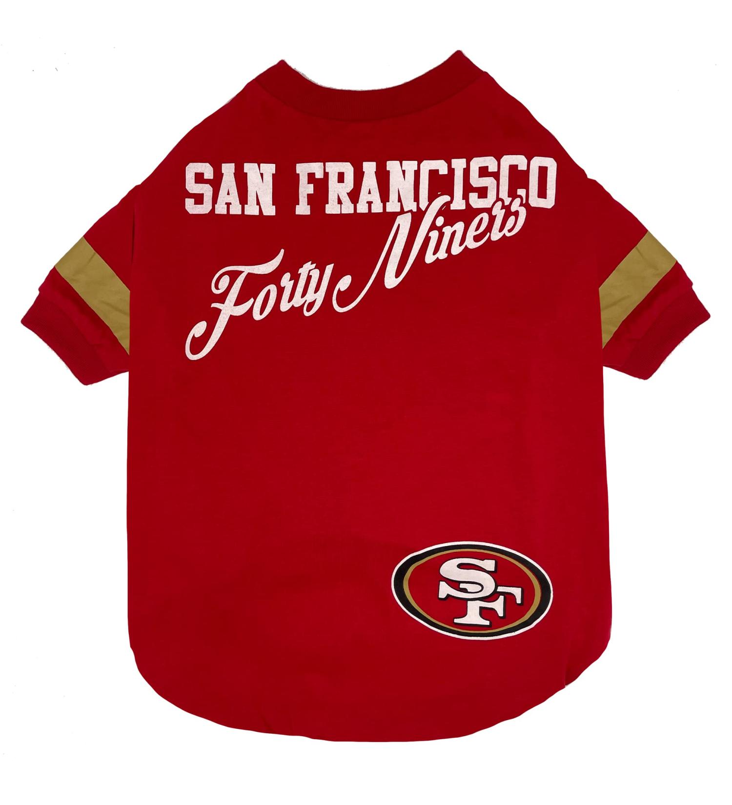 San Francisco 49ers NFL Pet T-Shirt for Dogs & Cats - Small | Football Dog Shirt for Fans | Fashionable Stripe Design | Durable & Cute Sports Tee - Buy Online on GoSupps.com