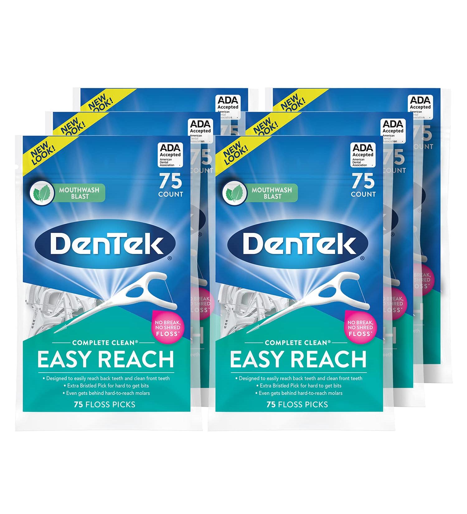 DenTek Comfort Clean Sensitive Gums Floss Picks 75 Count (Pack of 6) - Gentle Dental Floss for Sensitive Gums - Buy Online on GoSupps.com