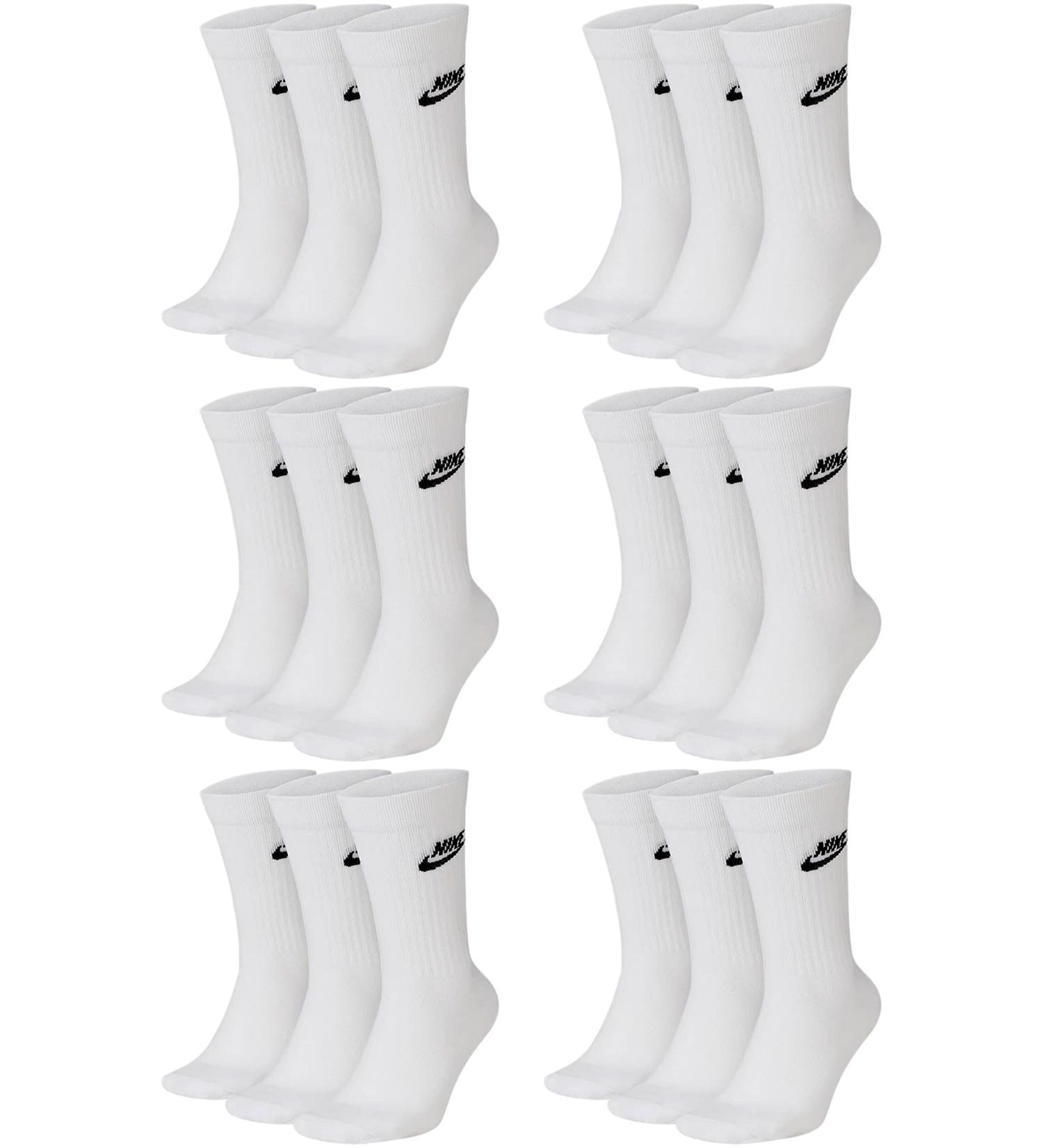 Nike DX5025-9 Pair of sports socks - white/black/multicolor - Sportswear Everyday Essential Crew socks 34/38/42/50 - women men unisex color: white/white/white size: 38-42