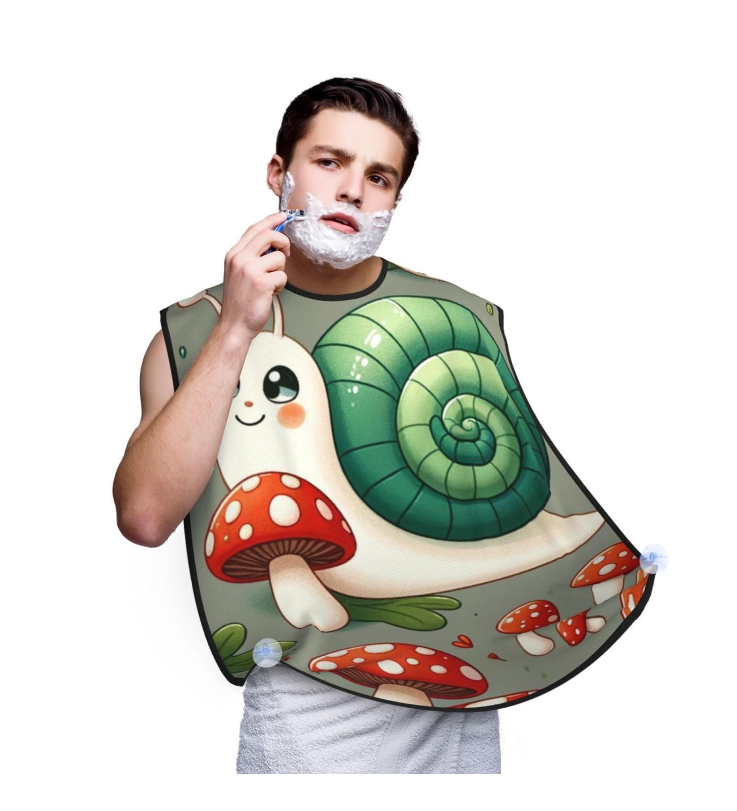Augenstern Men's Shaving Apron - Snails & Mushrooms Pattern | Beard Bib for Easy Clean-Up - Buy Online on GoSupps.com