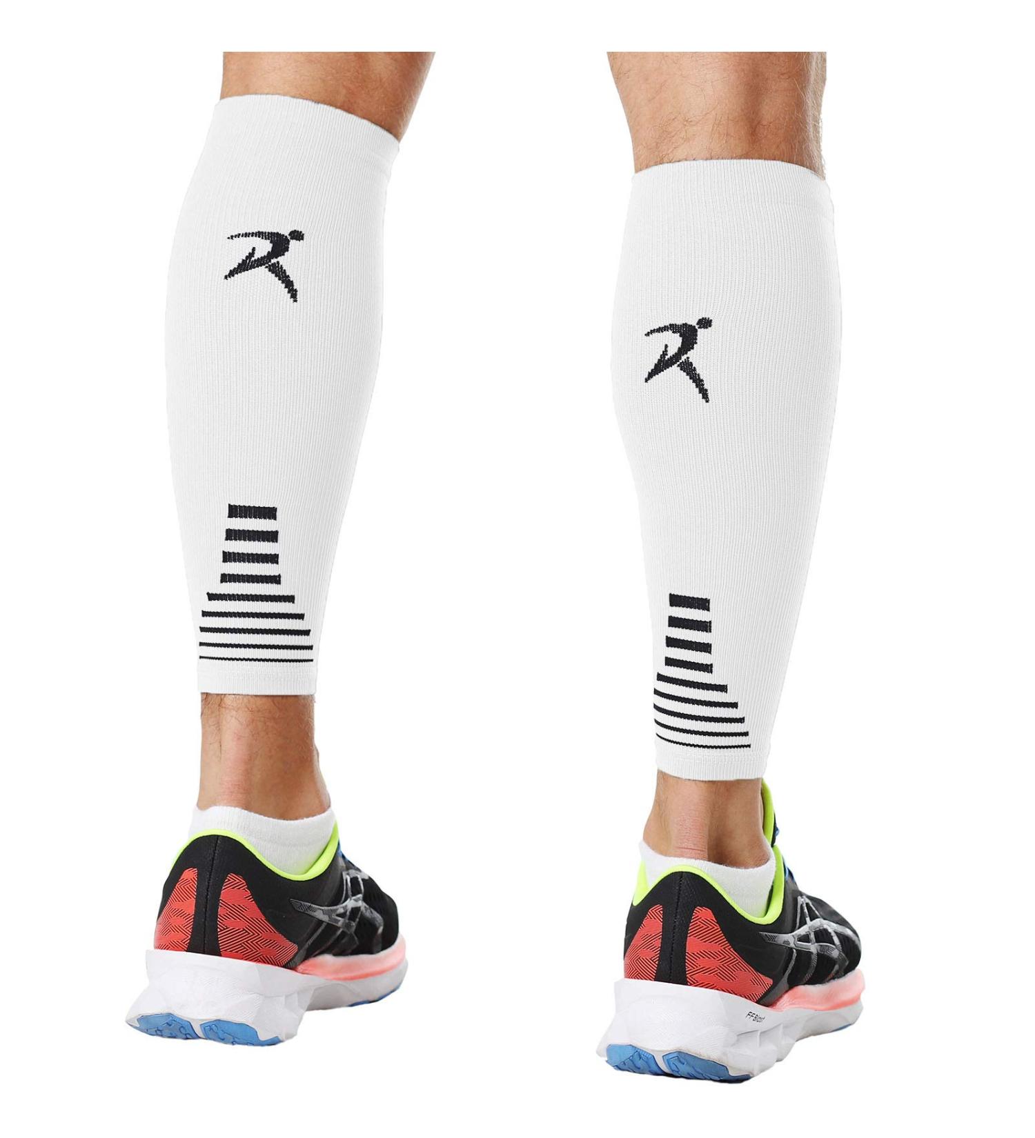 Rymora Calf Compression Sleeves - Unisex Leg Support for Pain Relief and Shin Splints - White (One Pair) - Buy Online on GoSupps.com
