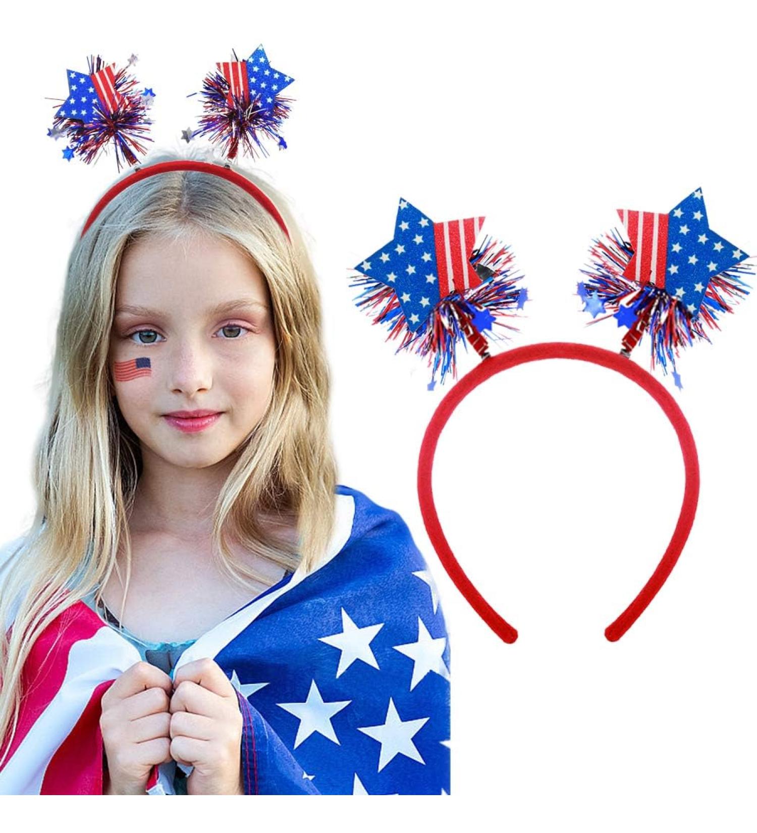 Outyua 4th of July Patriotic American Flag Headband Independence Day Hairband USA Star Red White and Blue Outfits Hair Accessories for Women Girls - Buy Online on GoSupps.com
