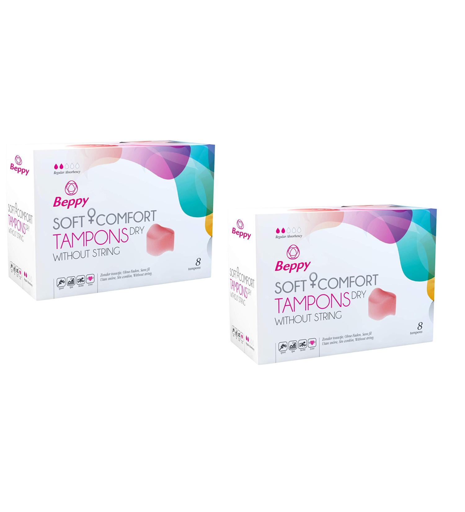 Beppy Dry Comfort Tampon's double pack 2x8 pieces - without thread dry sponge tampon freedom during the period (sauna swimming sport love)