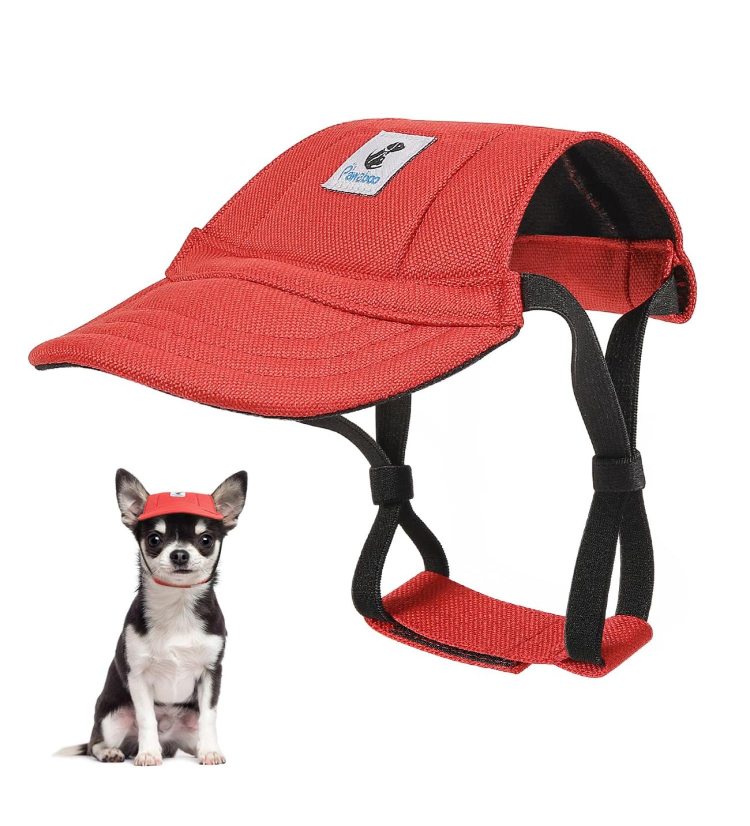 Pawaboo Dog Baseball Caps | Adjustable Pet Hats with Ear Holes | Sun Protection for Small Medium & Large Dogs | Red Dog Costume Outfit - Buy Online on GoSupps.com