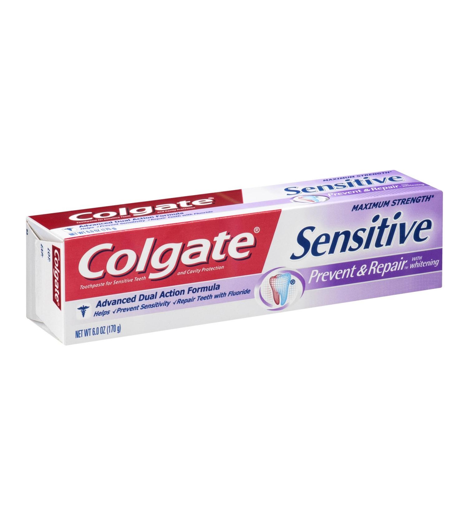 Colgate Sensitive Prevent & Repair Toothpaste with Whitening 6 Oz (Pack of 12)