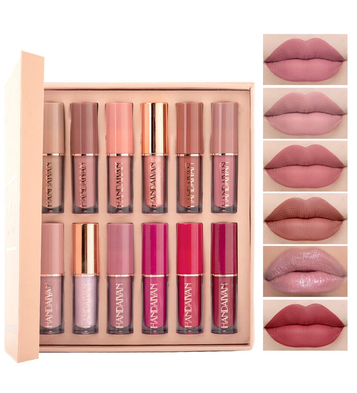 Amzfly 12-Piece Nude Matte Liquid Lipstick Set for Long-Lasting, Waterproof Women's Makeup - Buy Online on GoSupps.com