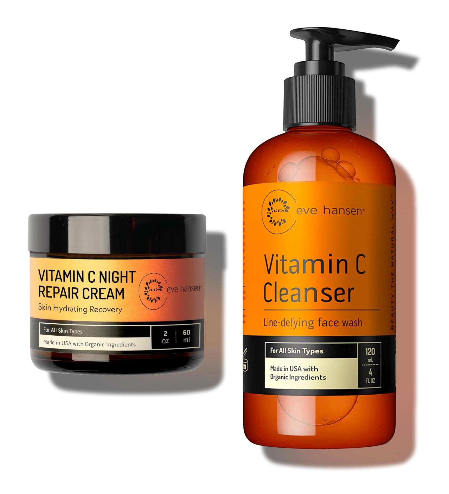 Eve Hansen Vitamin C Cleanser 4 oz & Vitamin C Night Cream 2 oz - Radiant Skin Bundle - Buy Online on GoSupps.com