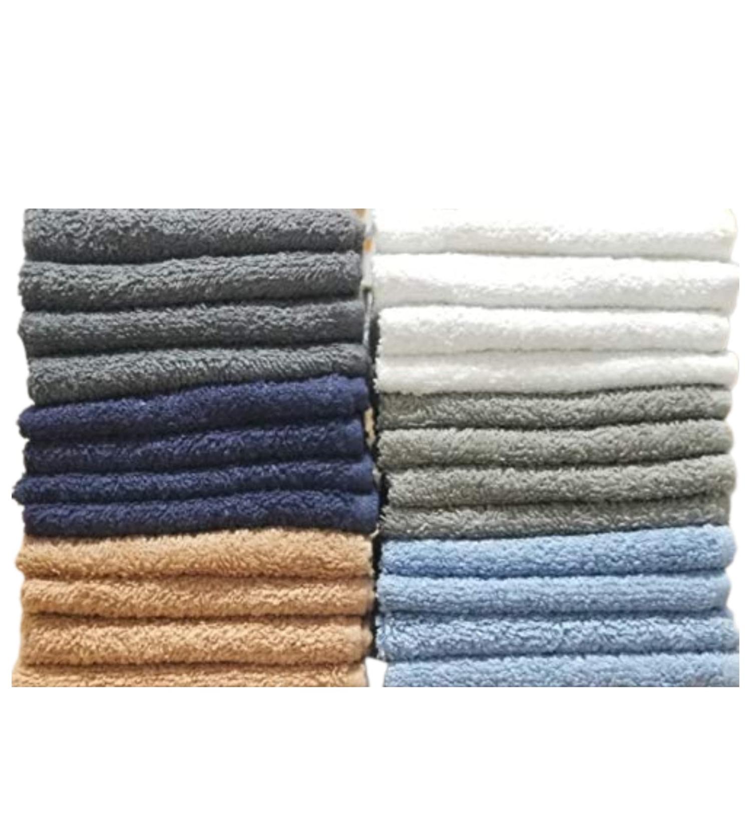 24 Pack Multicolour Washcloths - Extra-Absorbent Flannel Face Cloths for Bathroom, Spa, Gym - 100% Cotton - 12x12 inches - Buy Online on GoSupps.com