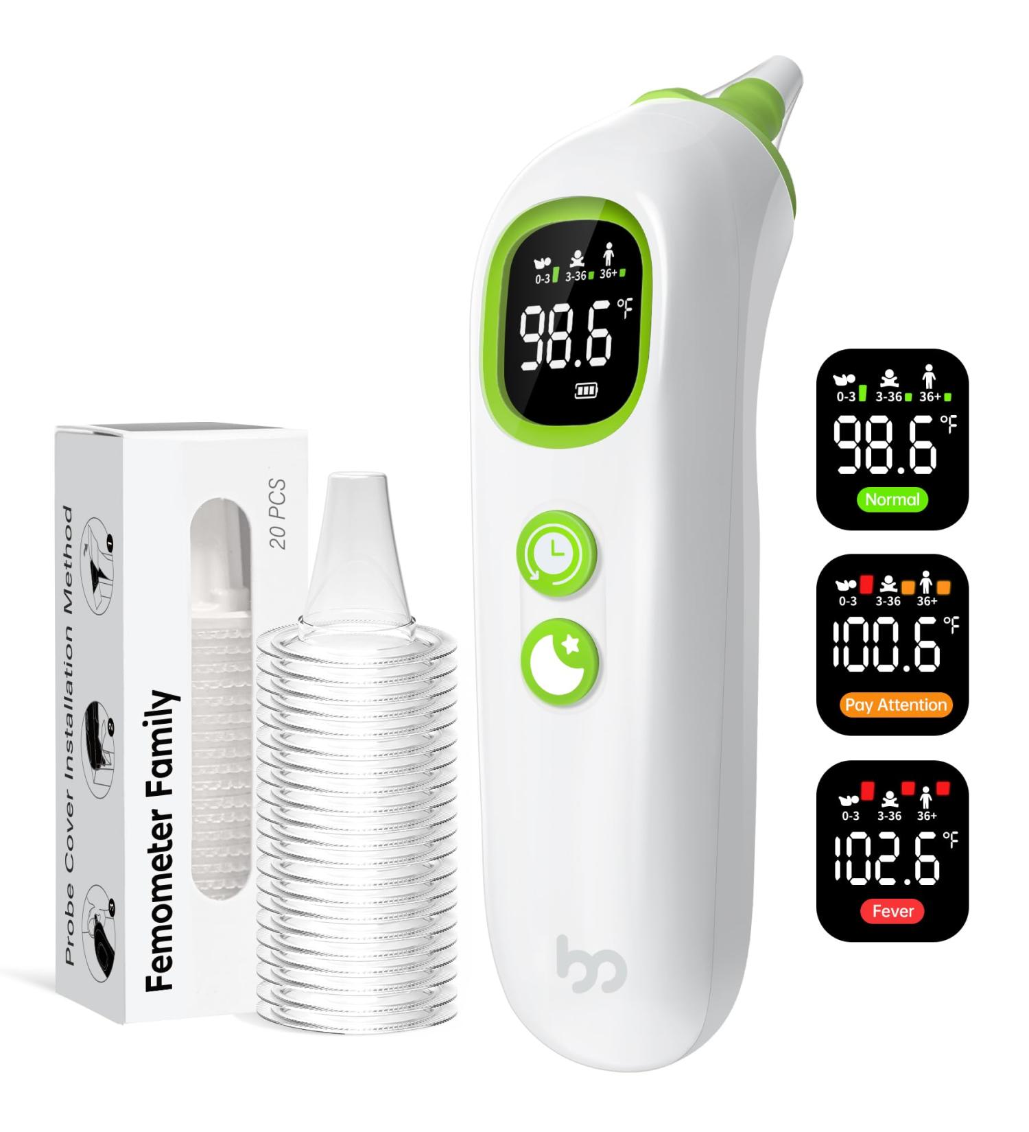 Buy High Accuracy Ear Thermometer for Babies Kids & Adults | 32 Memory Recall Mute LED Backlit & 21 Probe Covers - International Shipping Available - Buy Online on GoSupps.com
