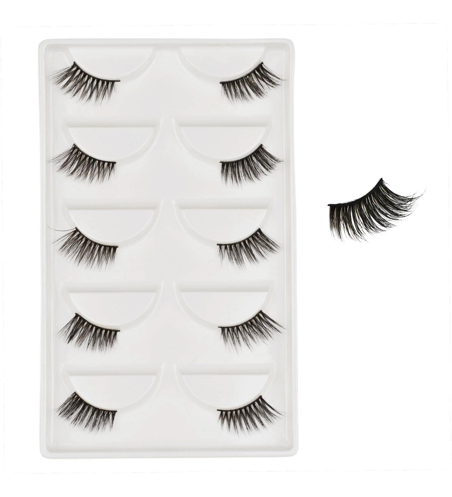 Vivis Half False Lashes 3D Faux Mink Corner Eyelashes Natural Fake Eye Fluffy Cross Reusable Makeup Extension 5 Pairs - B16 - Buy Online on GoSupps.com