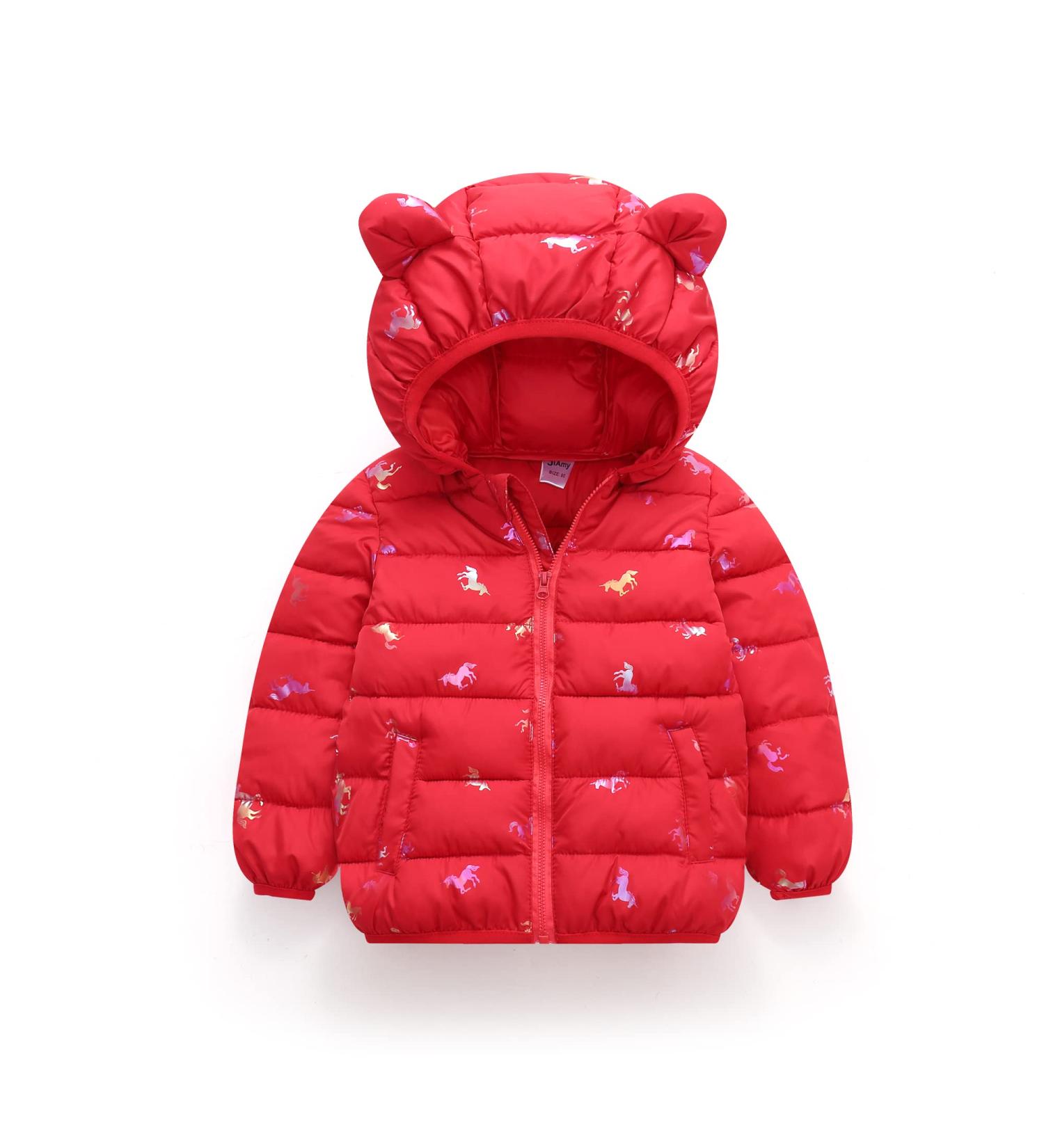 Winter Hooded Puffer Coat for Kids | Waterproof & Lightweight Toddler Jacket, Red, 3-4 Years - Buy Online on GoSupps.com