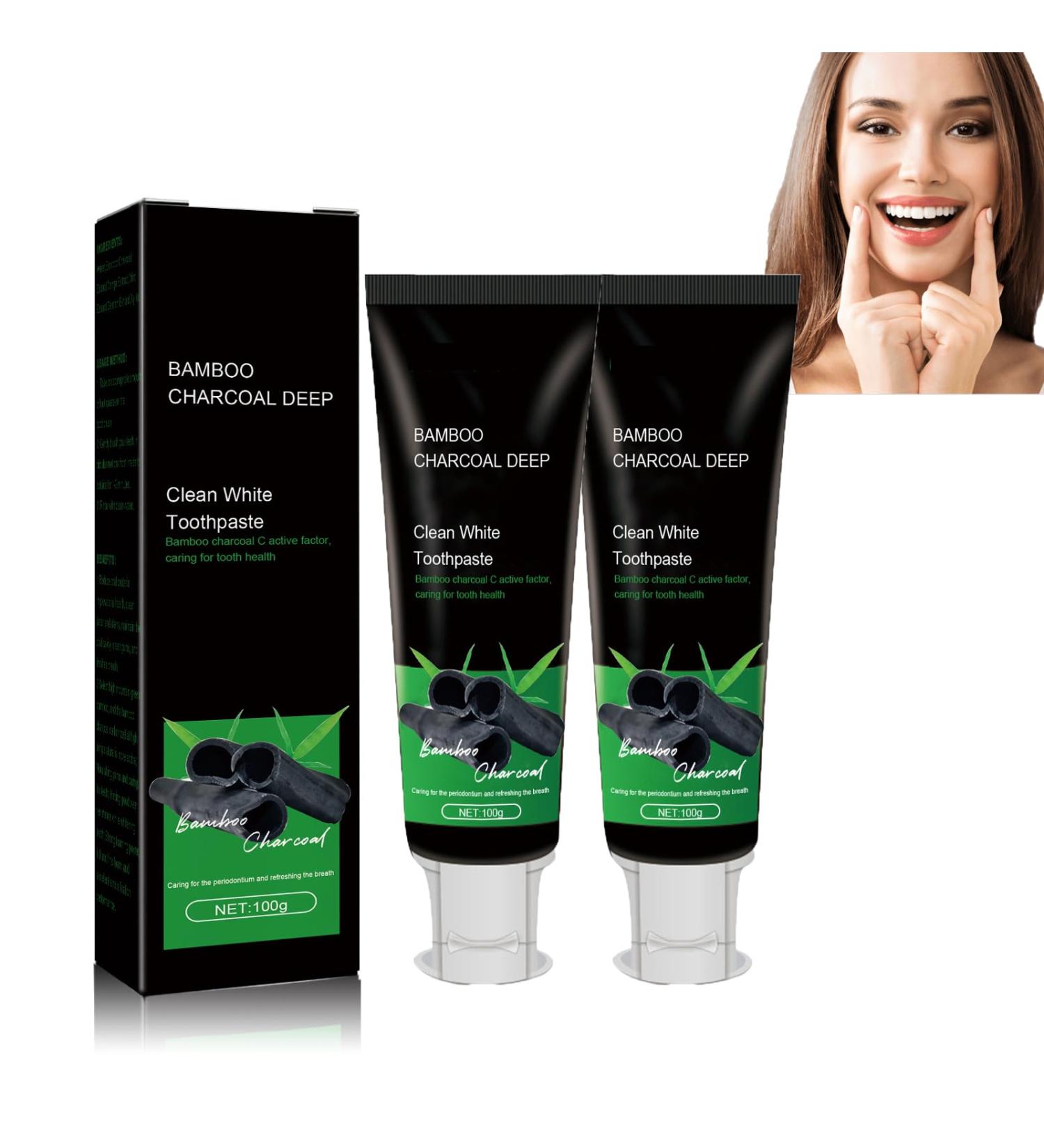 Dyceittdia 2pcs Bamboo Charcoal Deep Toothpaste - Naturally Whiten Teeth Clean Stains & Eliminate Odors - 100g Each - Buy Online on GoSupps.com