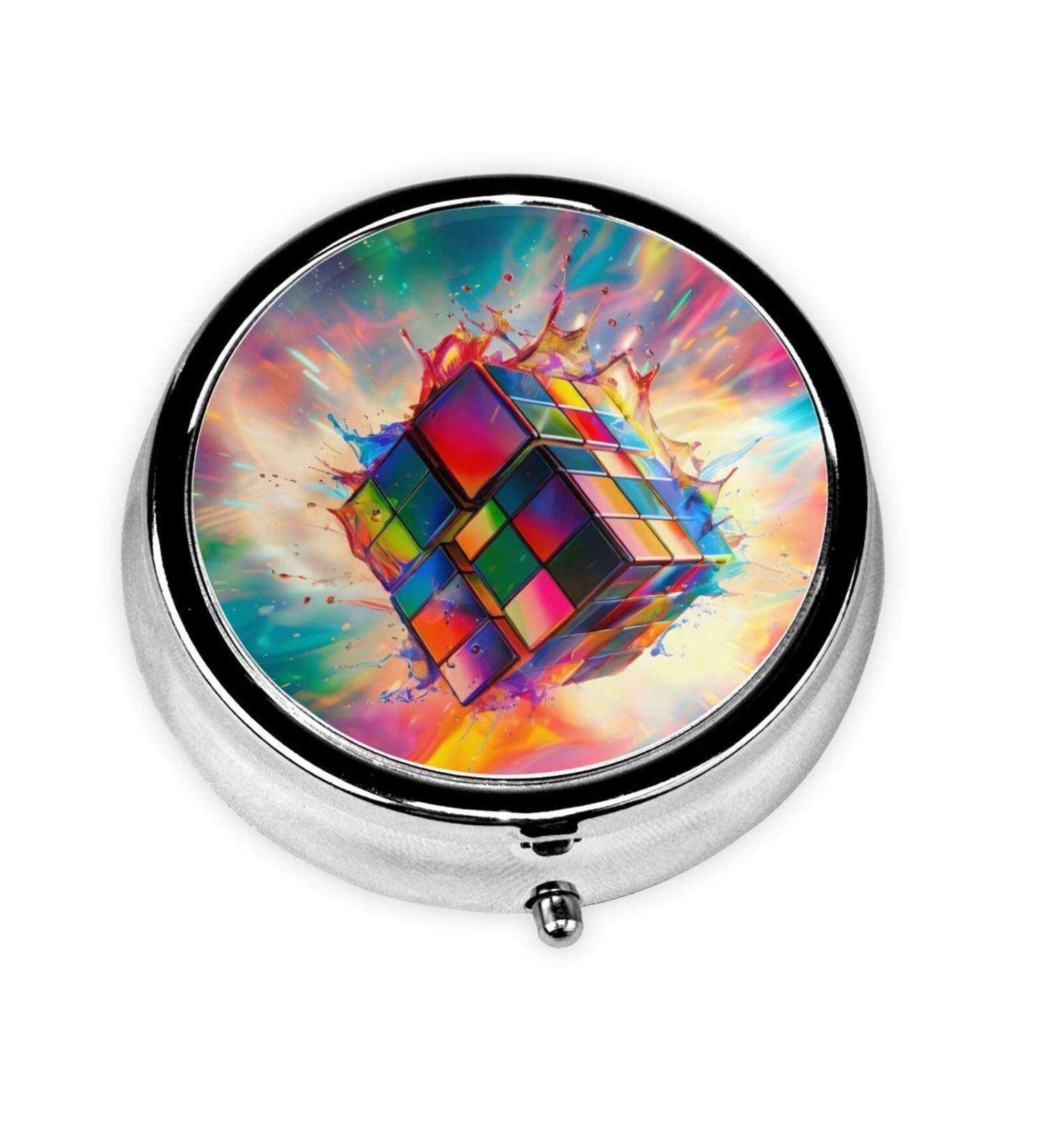 Portable Metal Pill Box - Colored Tetragonal Block | Mini 3-Compartment Design for Travel - Ideal for Small Pills - Buy Online on GoSupps.com