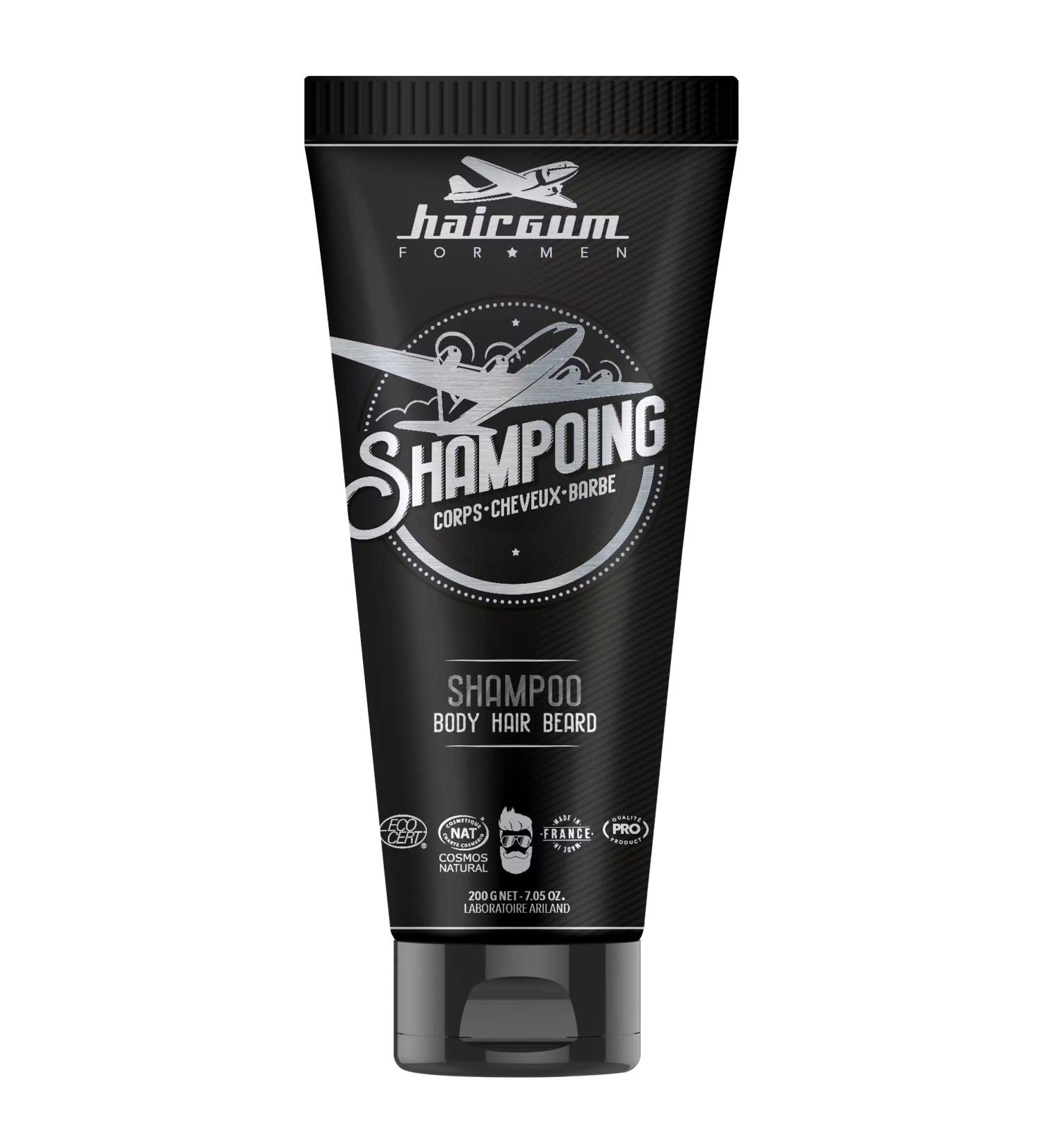 Hairgum Organic Men's Hair & Beard Shampoo - All-in-One Moisturizing Shampoo with Shea Oil | 7 oz for Hair & Mustache Care - Buy Online on GoSupps.com