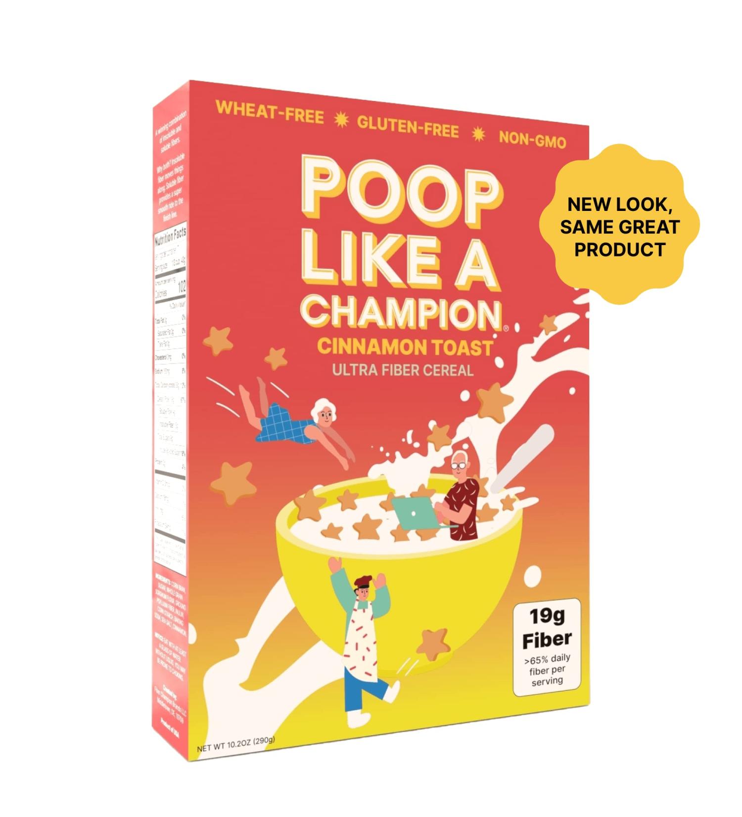 Poop Like A Champion Cinnamon Toast High Fiber Cereal - Keto Friendly & Gluten Free 11.3 oz - Buy Online on GoSupps.com
