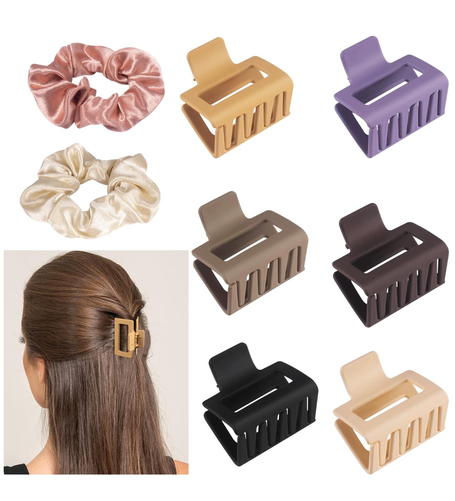 6Pcs 2 Inch Matte Rectangle Hair Claw Clips for Women and Girls - Small Claw Clips for Medium to Thick Hair - Nonslip Hair Jaw Clips - Buy Online on GoSupps.com