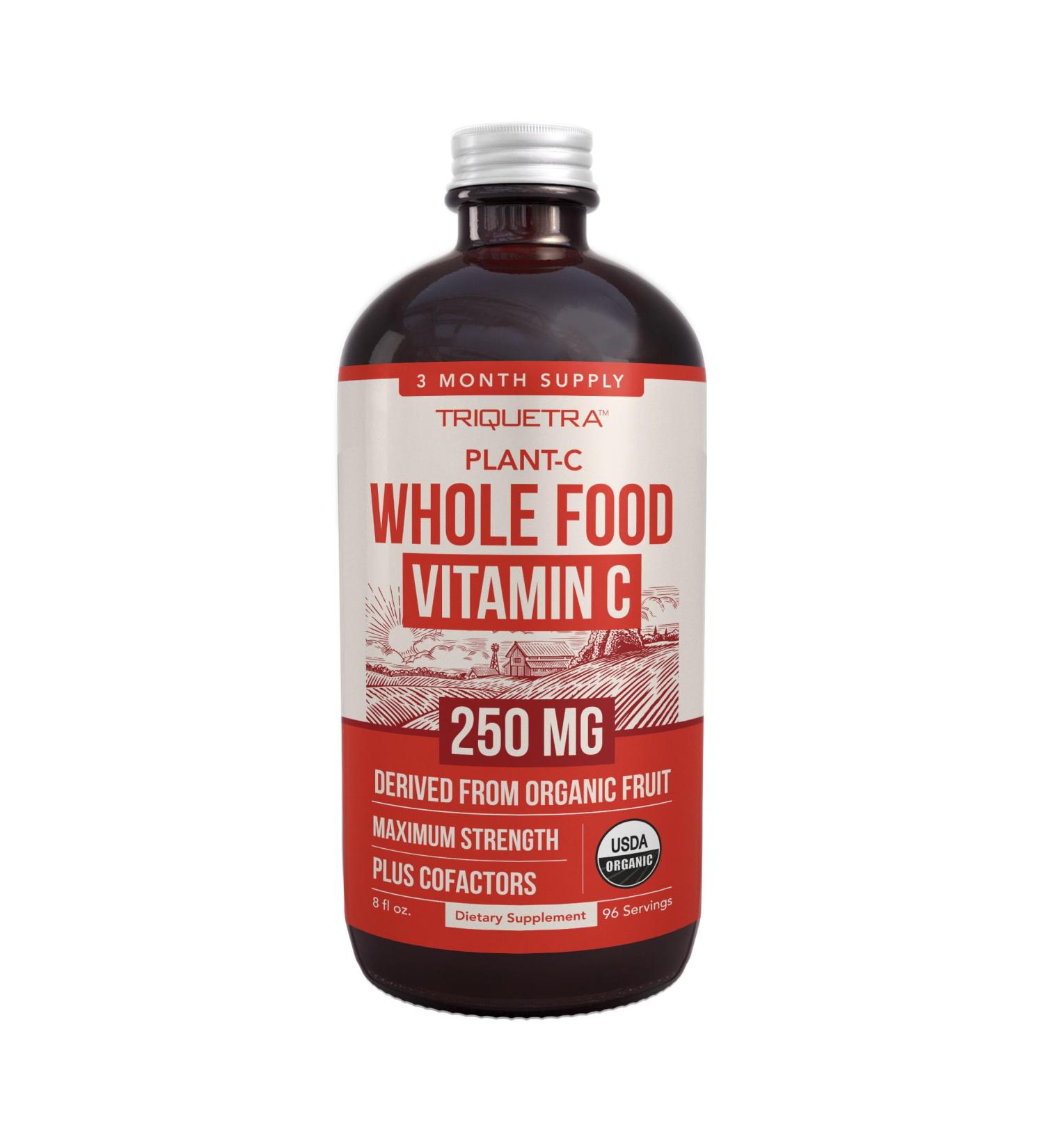 Organic Vitamin C Liquid - 250 mg | Whole Food Vitamin C Supplement from Fruit Plus Absorption Cofactors Rutin & Citrus Bioflavonoids - Immune & Antioxidant Support Total Health (96 Servings) - Buy Online on GoSupps.com
