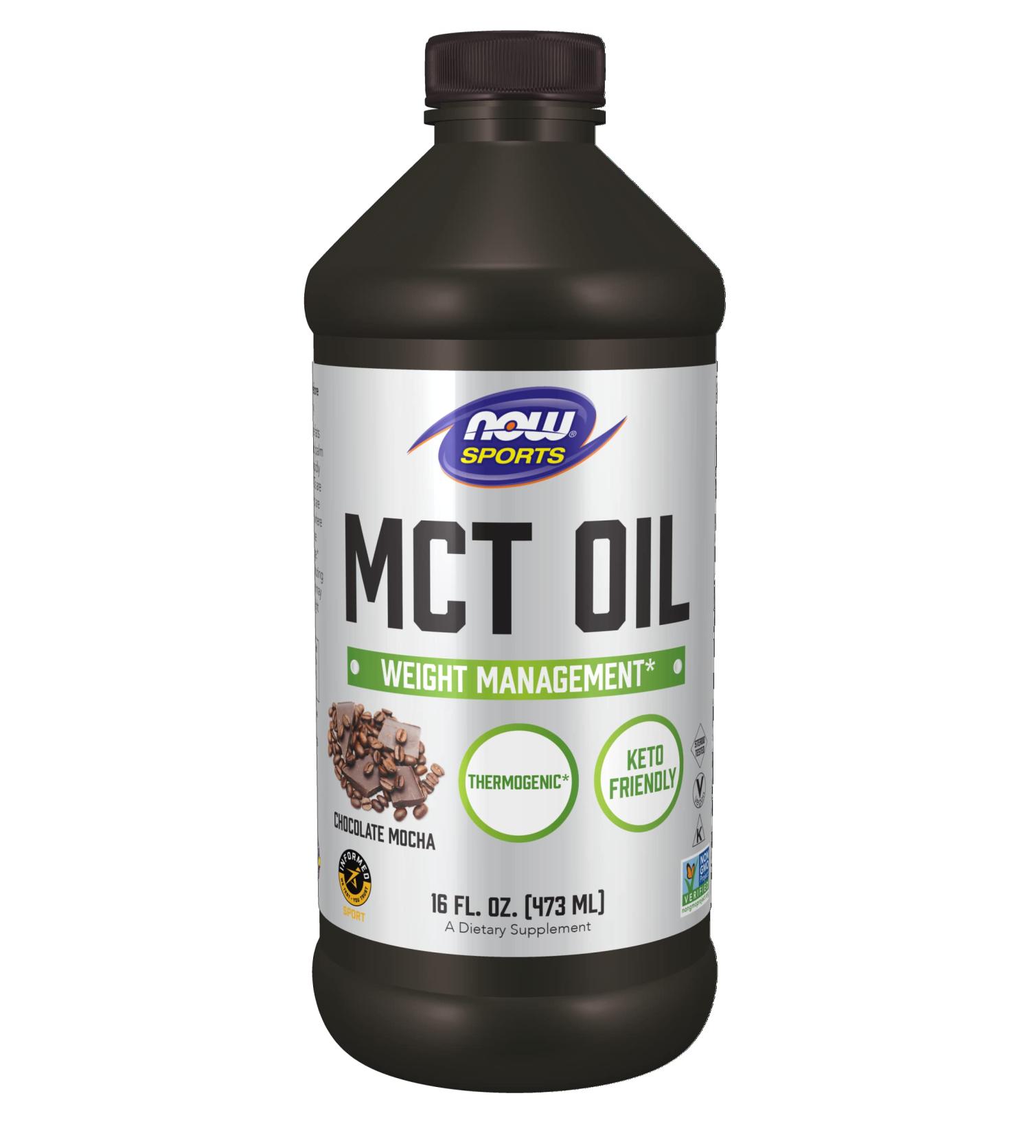 Now Foods Sports MCT Oil Chocolate Mocha - 16 fl oz (473 ml) | Keto-Friendly Energy Boost - Buy Online on GoSupps.com