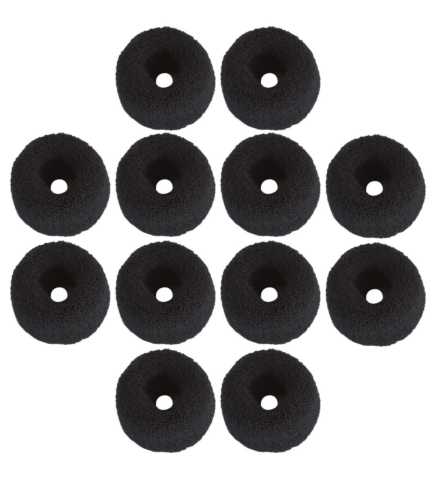12 Pack Black Terry Cloth Hair Ties Scrunchies - Elastic Stretchy Hair Bands for Women and Girls - Buy Online on GoSupps.com