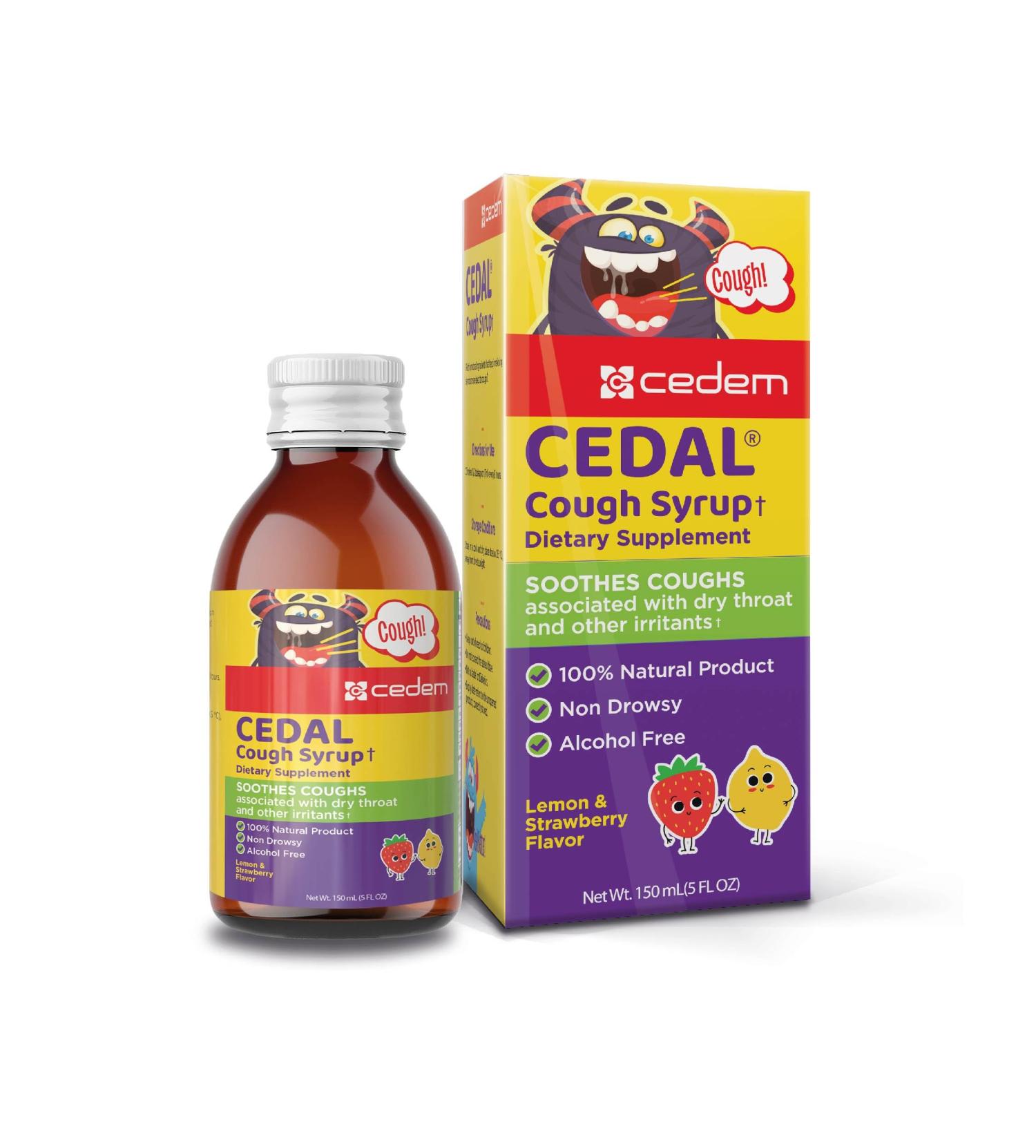 Buy CEDEM AG Cough Syrup - 100% Natural Throat Relief Honey & Chamomile Non-Drowsy & Alcohol-Free for Kids & Adults - International Shipping Available - Buy Online on GoSupps.com
