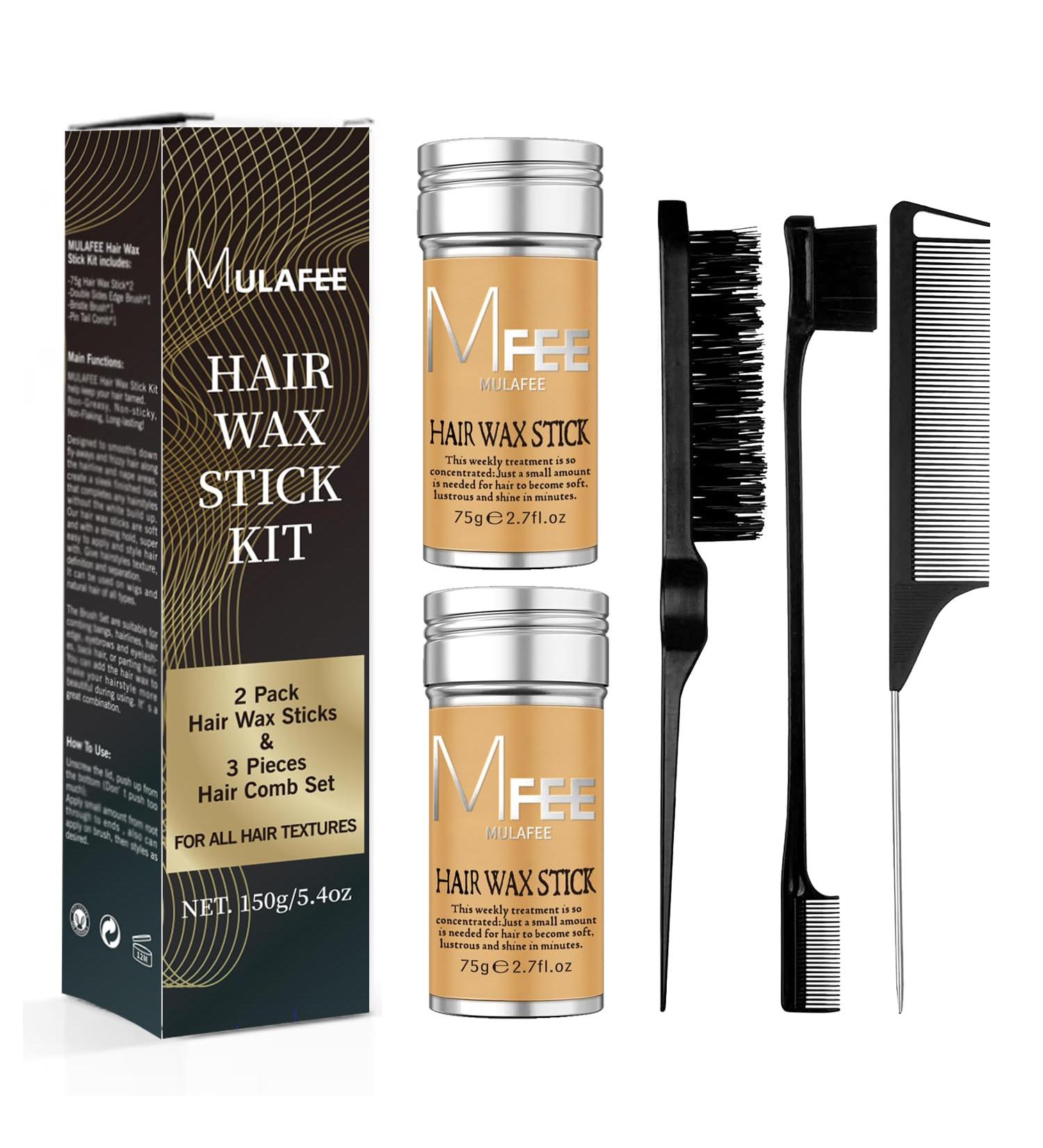 MULAFEE 2 Pack Hair Wax Stick with Hair Comb Set Wax Stick for Smooth Hair Wigs Non-Greasy Styling Wax for Fly-Away and Edge Frizz 3 Pcs Slick Brush Set - Buy Online on GoSupps.com