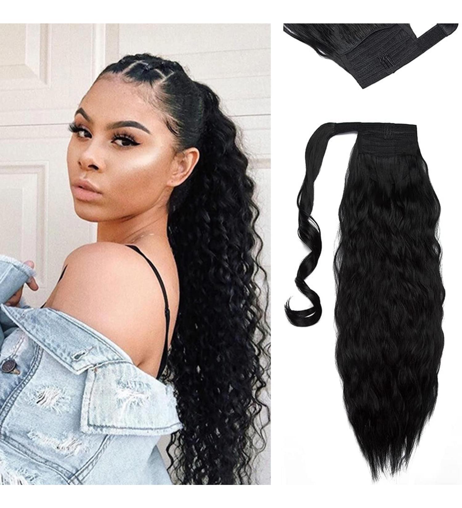 SEGO 50cm Hairpiece Braid Ponytail Clip-In Extension Corn Wavy Curly Synthetic Hair 1# Black | International Shipping Available - Buy Online on GoSupps.com