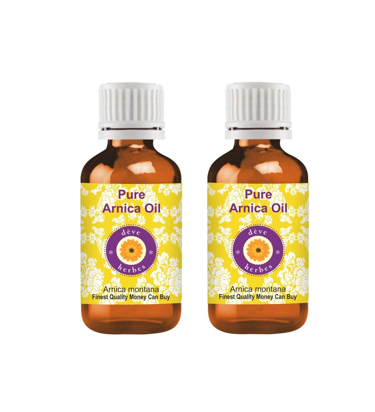 Deve Herbes Pure Arnica Oil Arnica montana 100 Natural Therapeutic Grade Pack of Two 2 x 100 ml - Buy Online on GoSupps.com