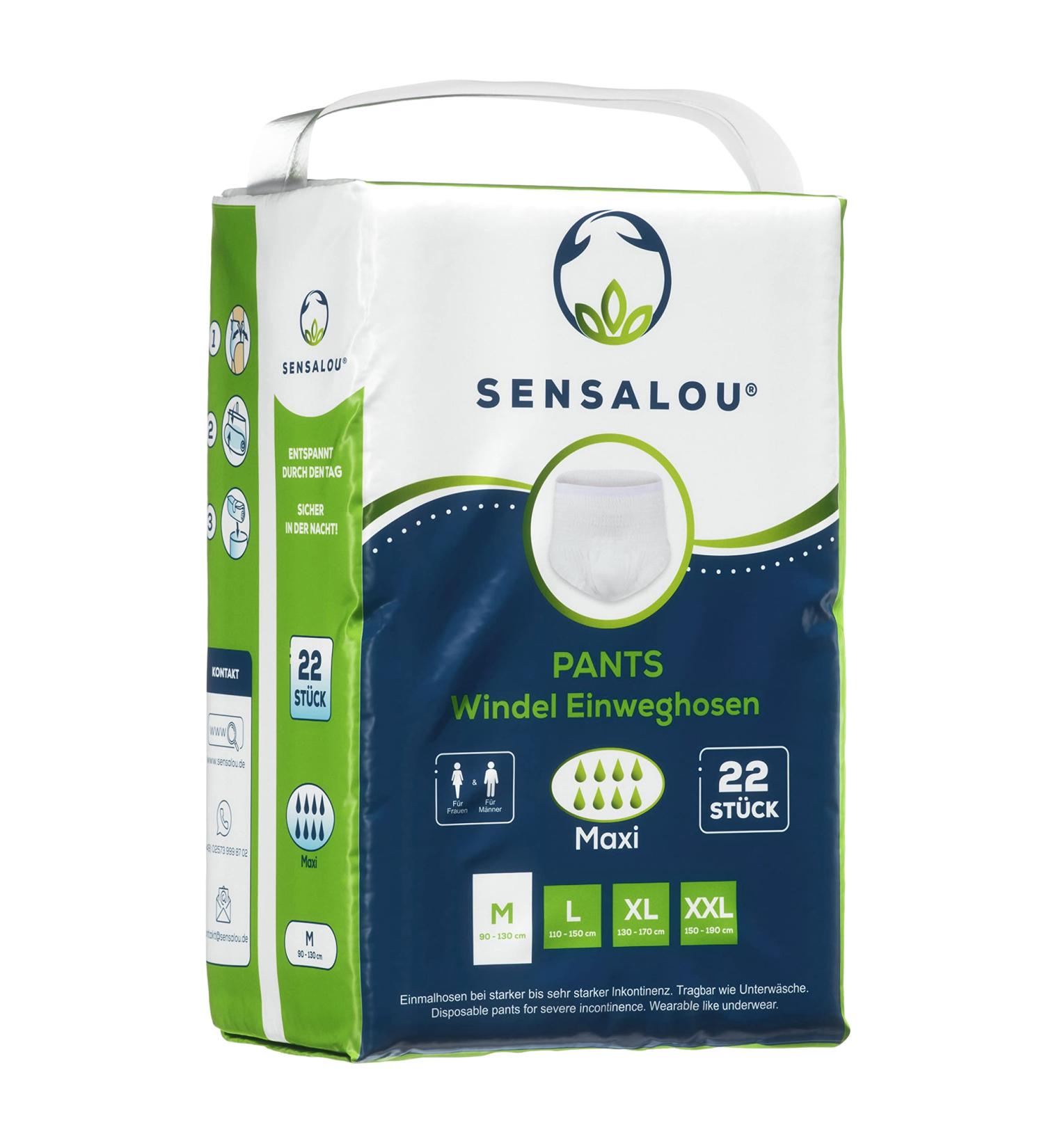 Sensalou Incontinence Diapers for Adults - Medium Size (22) | Comfortable & Discreet Diaper Pants for Men & Women | International Shipping Available - Buy Online on GoSupps.com